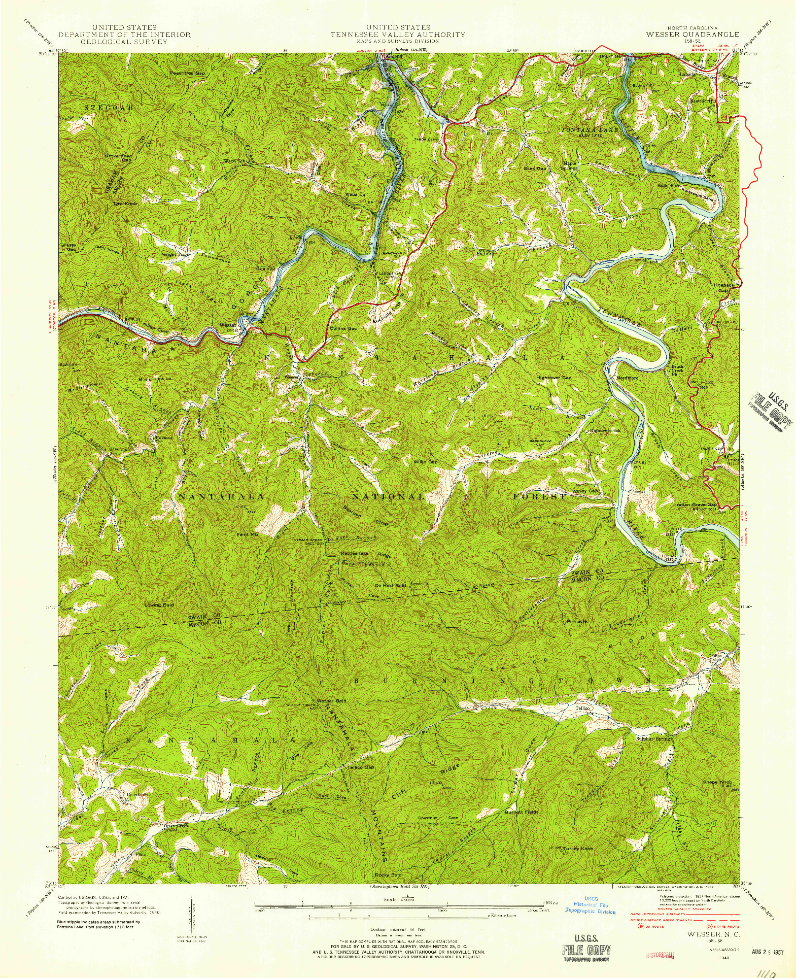 USGS 1:24000-SCALE QUADRANGLE FOR WESSER, NC 1940