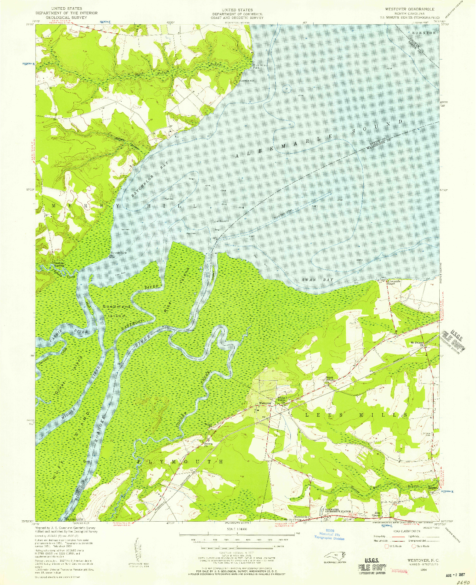 USGS 1:24000-SCALE QUADRANGLE FOR WESTOVER, NC 1954