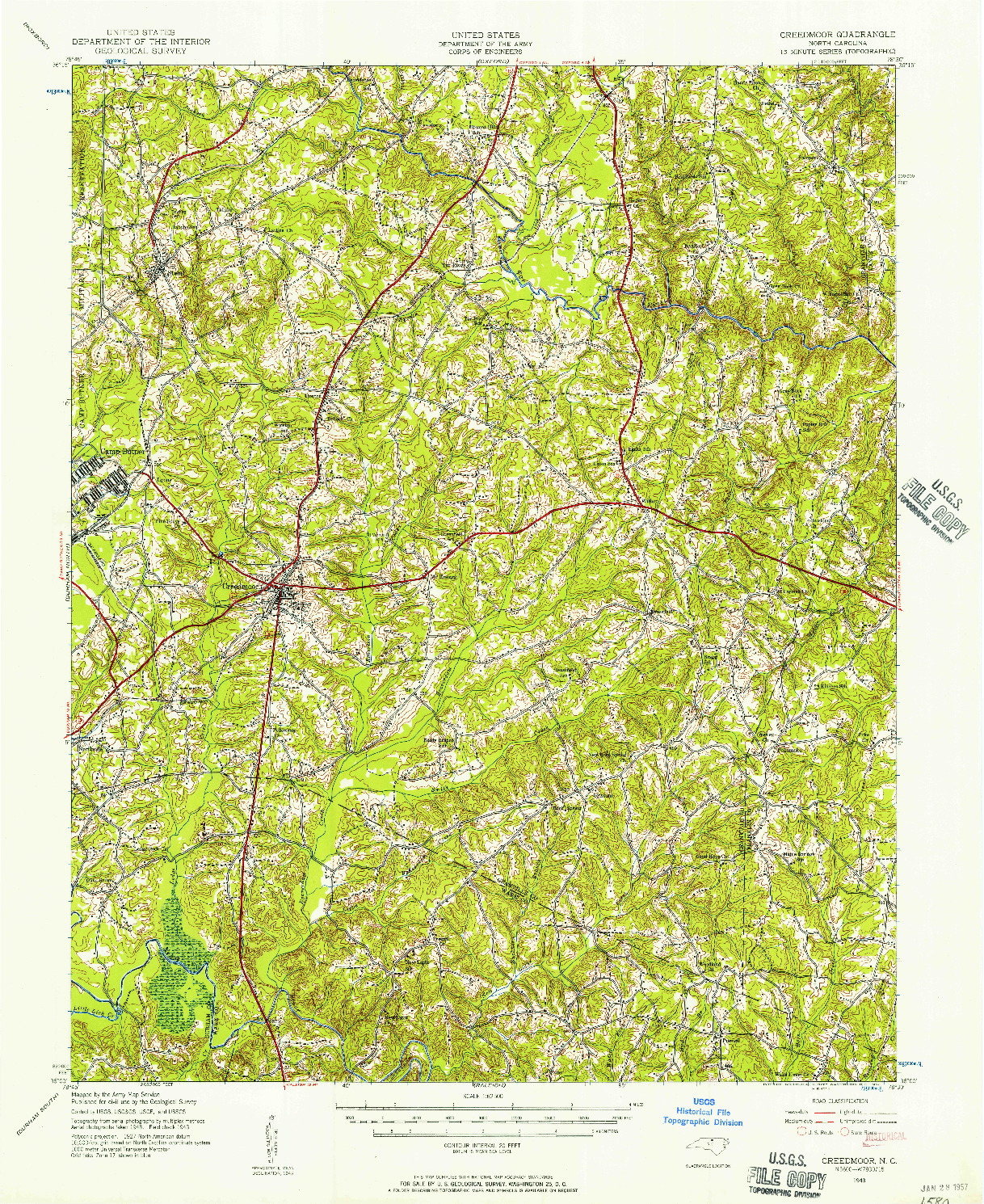 USGS 1:62500-SCALE QUADRANGLE FOR CREEDMOOR, NC 1943