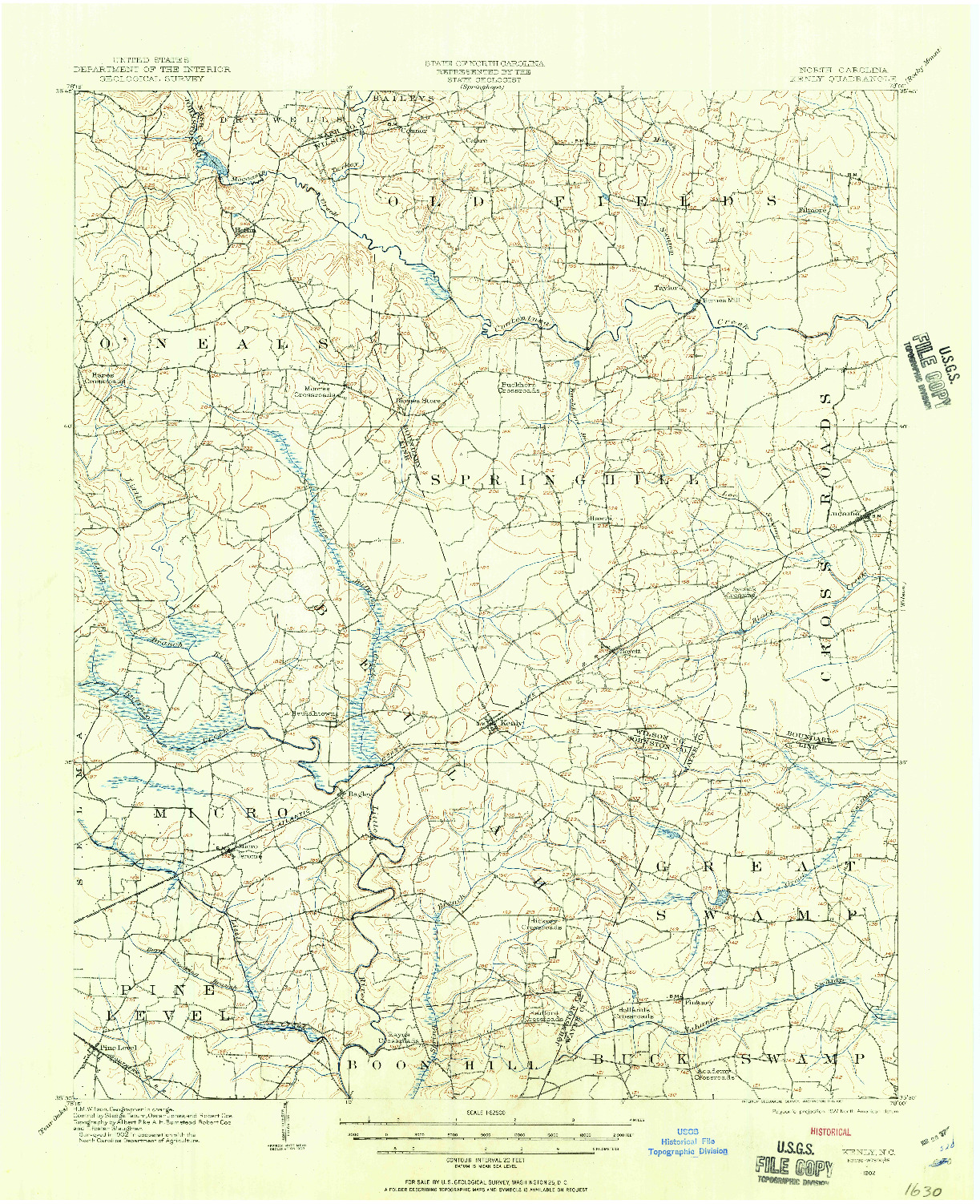 USGS 1:62500-SCALE QUADRANGLE FOR KENLY, NC 1902