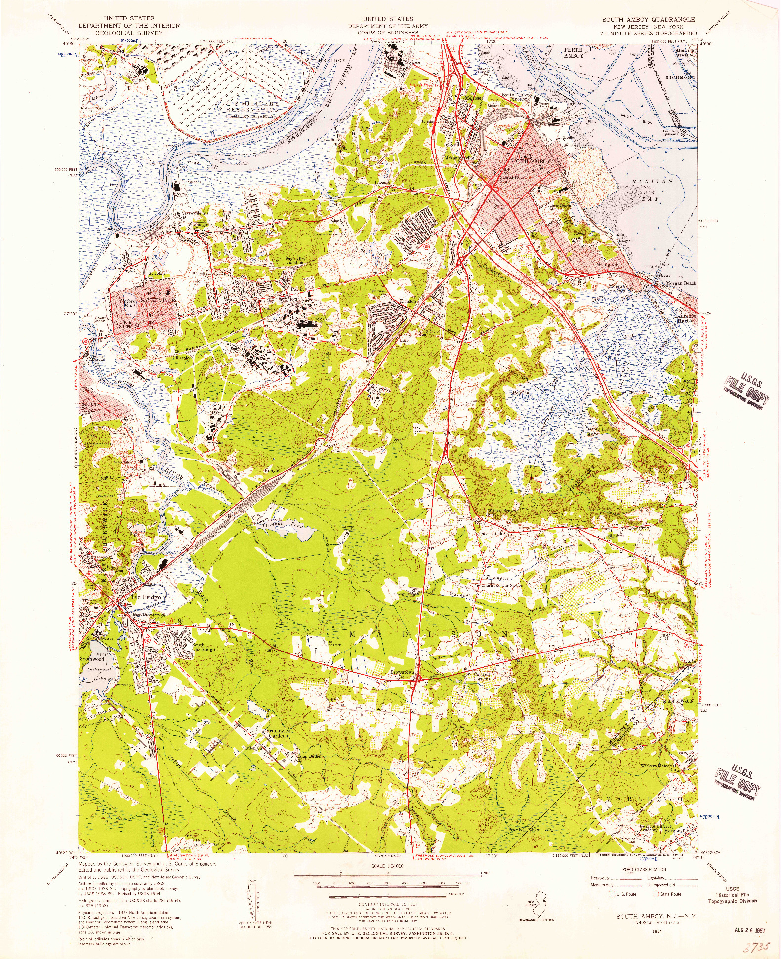 USGS 1:24000-SCALE QUADRANGLE FOR SOUTH AMBOY, NJ 1954