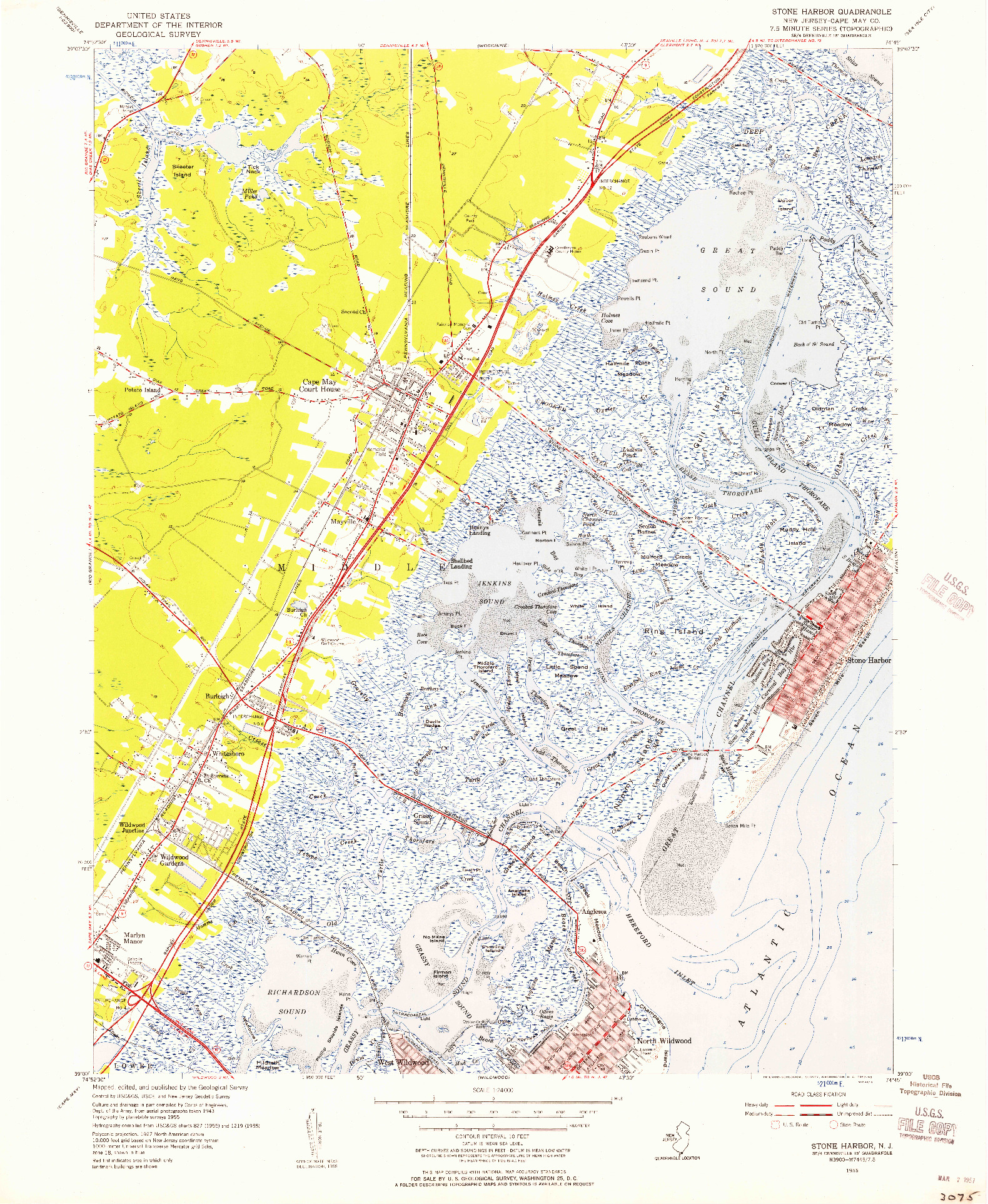 USGS 1:24000-SCALE QUADRANGLE FOR STONE HARBOR, NJ 1955