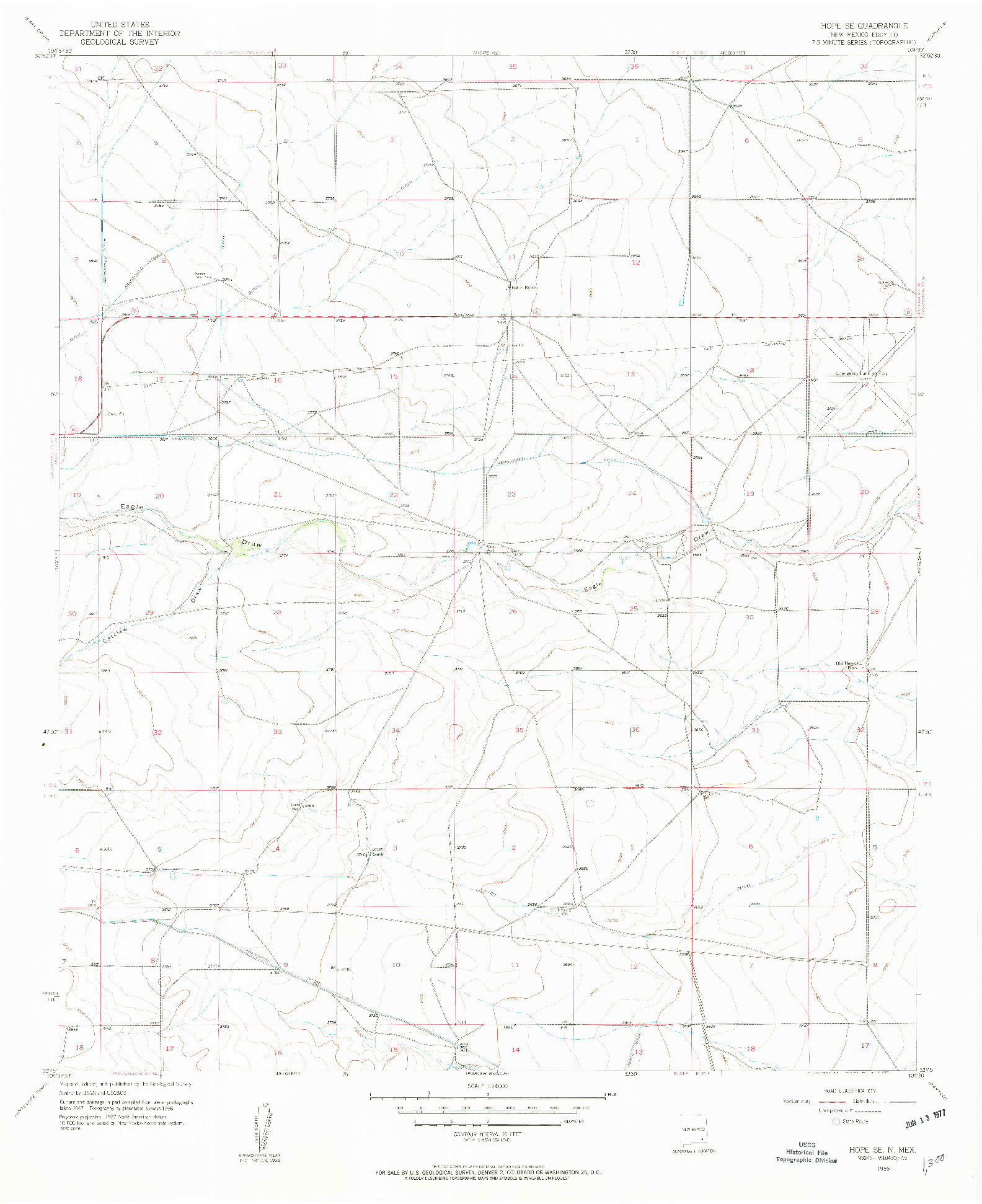 USGS 1:24000-SCALE QUADRANGLE FOR HOPE SE, NM 1956