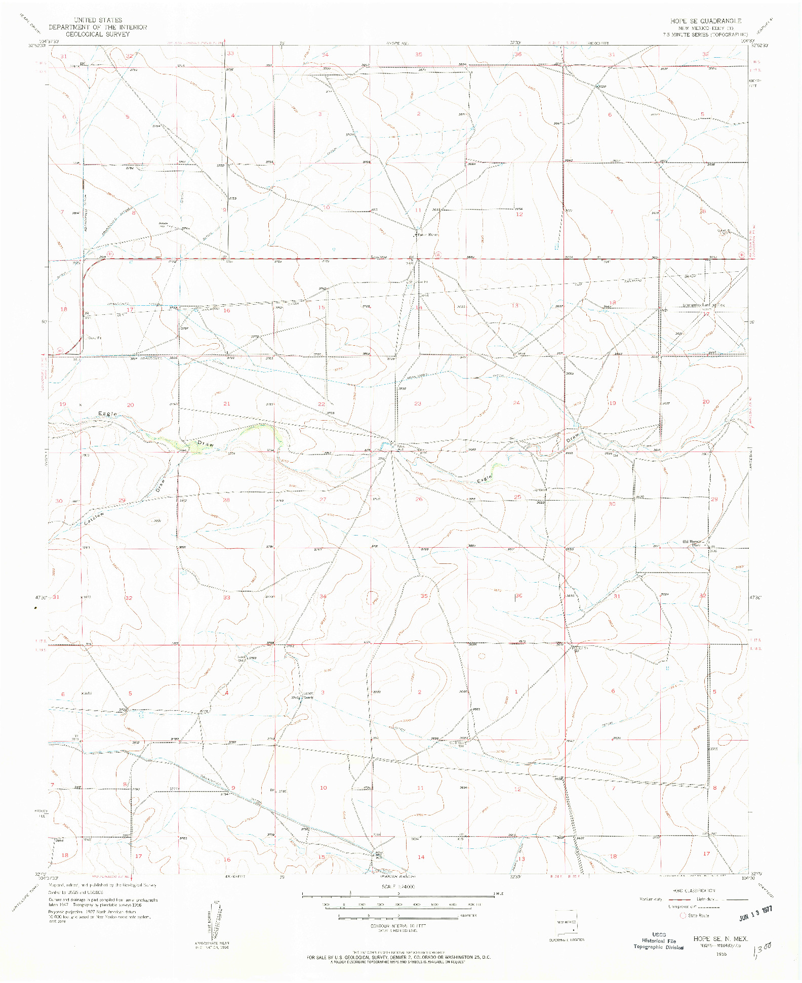 USGS 1:24000-SCALE QUADRANGLE FOR HOPE SE, NM 1956