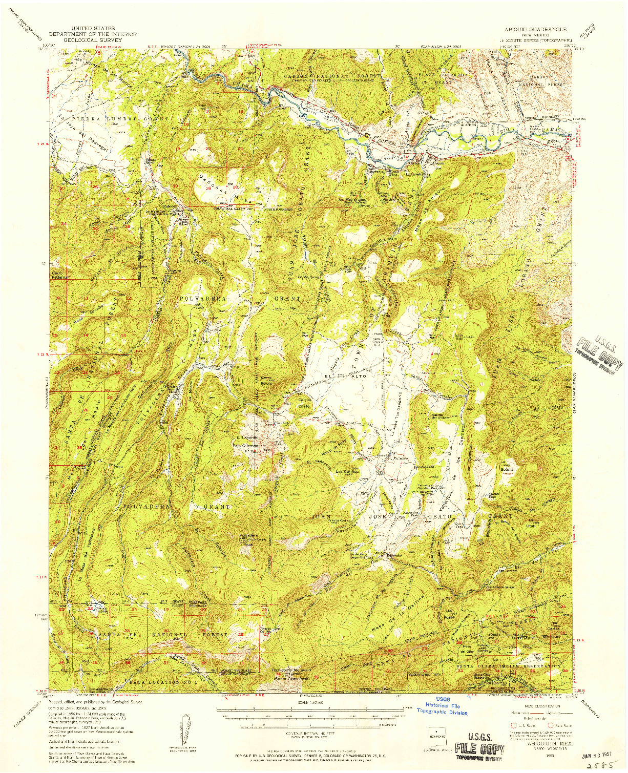 USGS 1:62500-SCALE QUADRANGLE FOR ABIQUIU, NM 1953