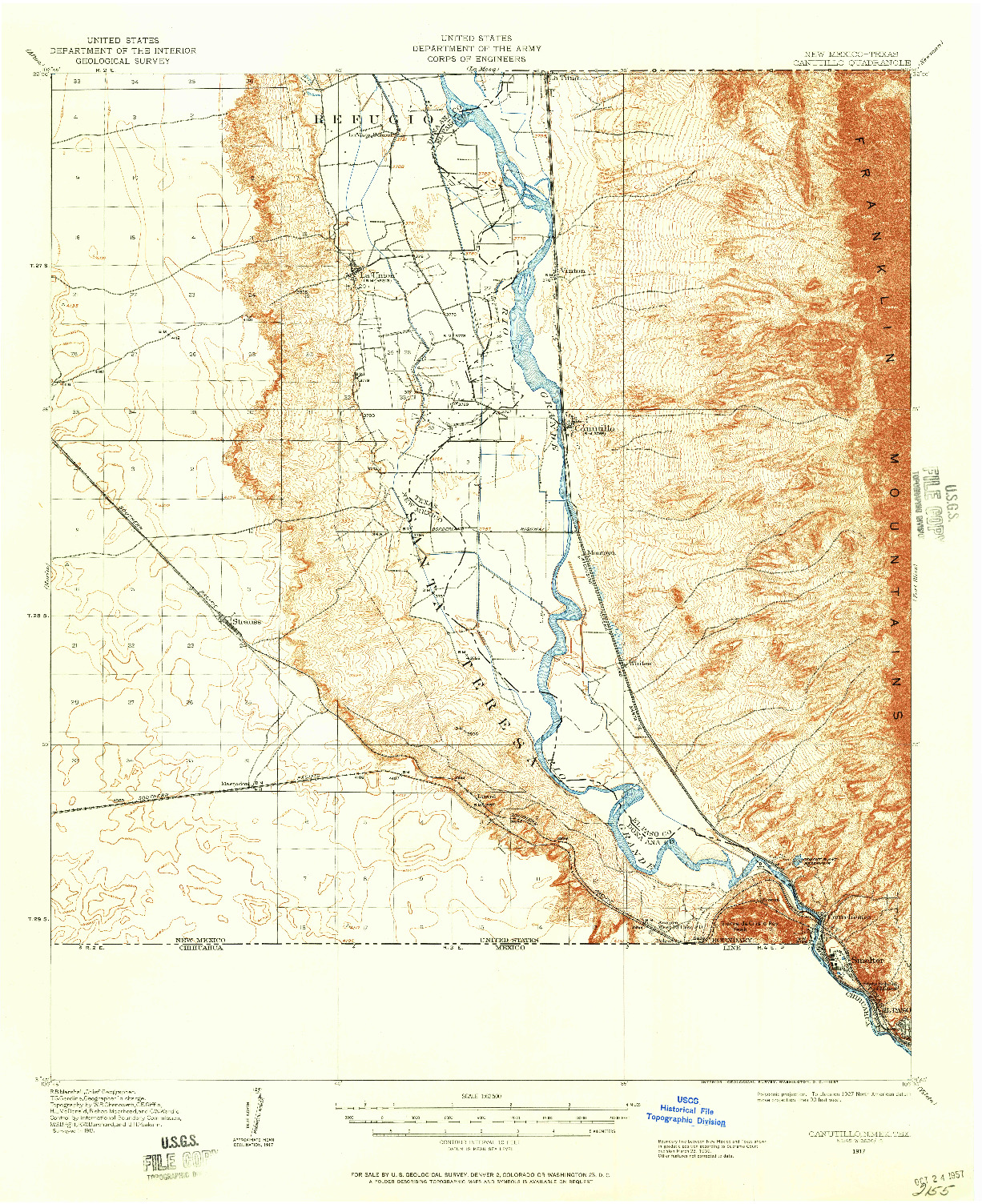 USGS 1:62500-SCALE QUADRANGLE FOR CANUTILLO, NM 1917