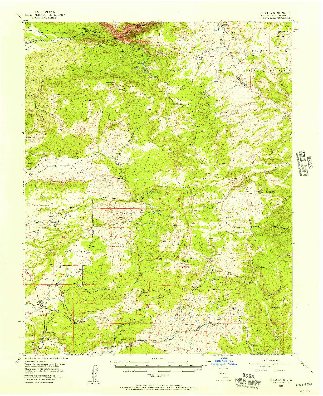 USGS 1:62500-SCALE QUADRANGLE FOR CEBOLLA, NM 1955