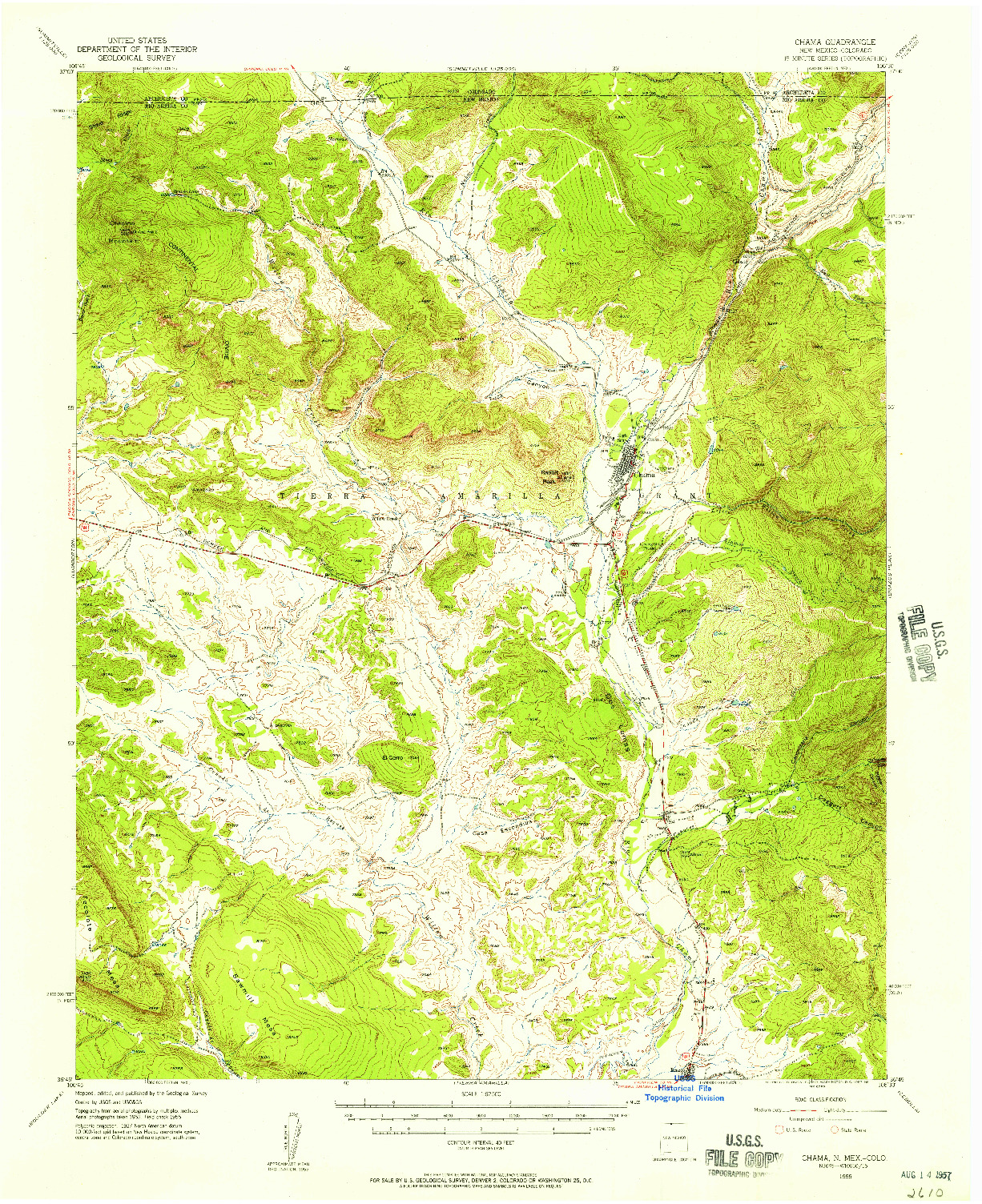 USGS 1:62500-SCALE QUADRANGLE FOR CHAMA, NM 1955