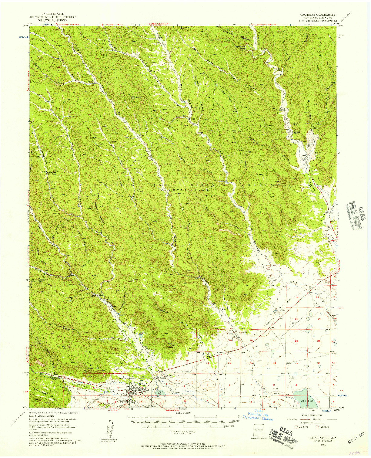 USGS 1:62500-SCALE QUADRANGLE FOR CIMARRON, NM 1955