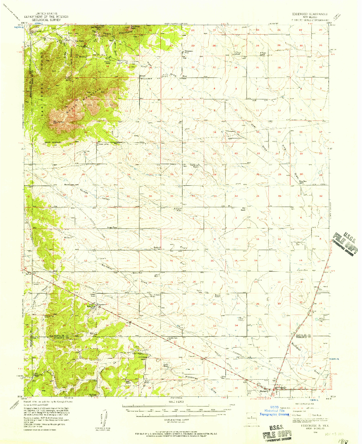 USGS 1:62500-SCALE QUADRANGLE FOR EDGEWOOD, NM 1956