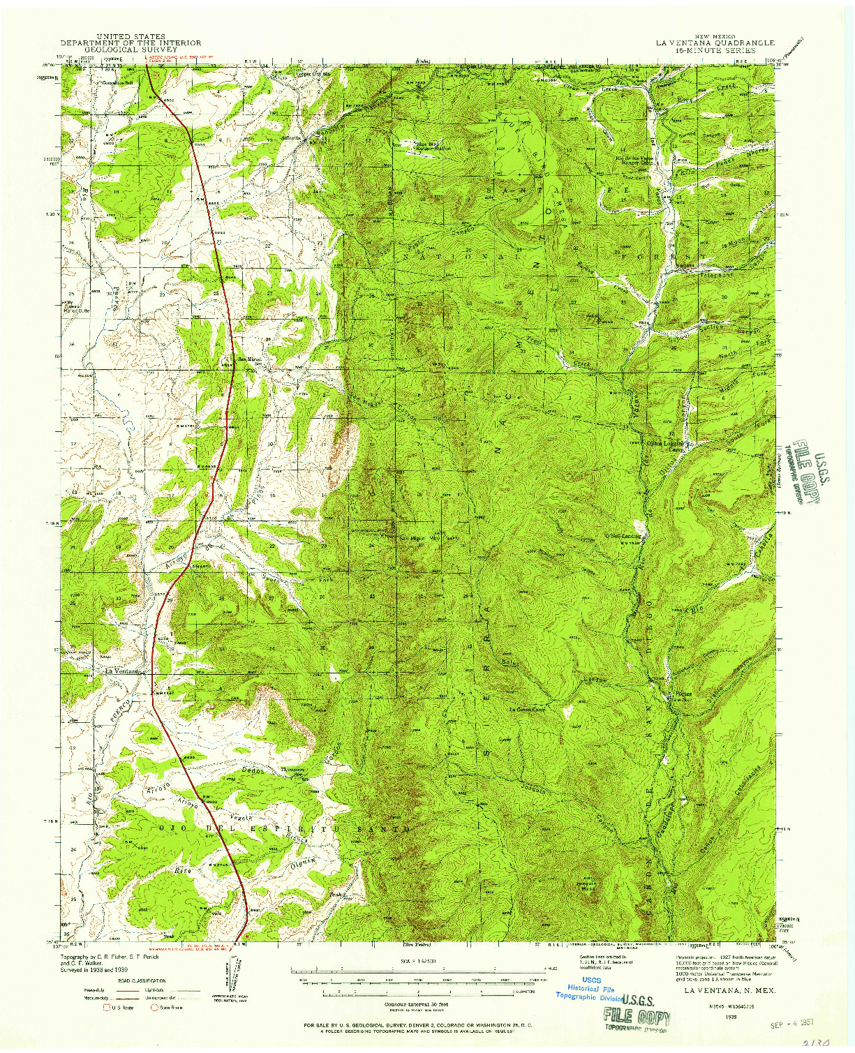 USGS 1:62500-SCALE QUADRANGLE FOR LA VENTANA, NM 1939