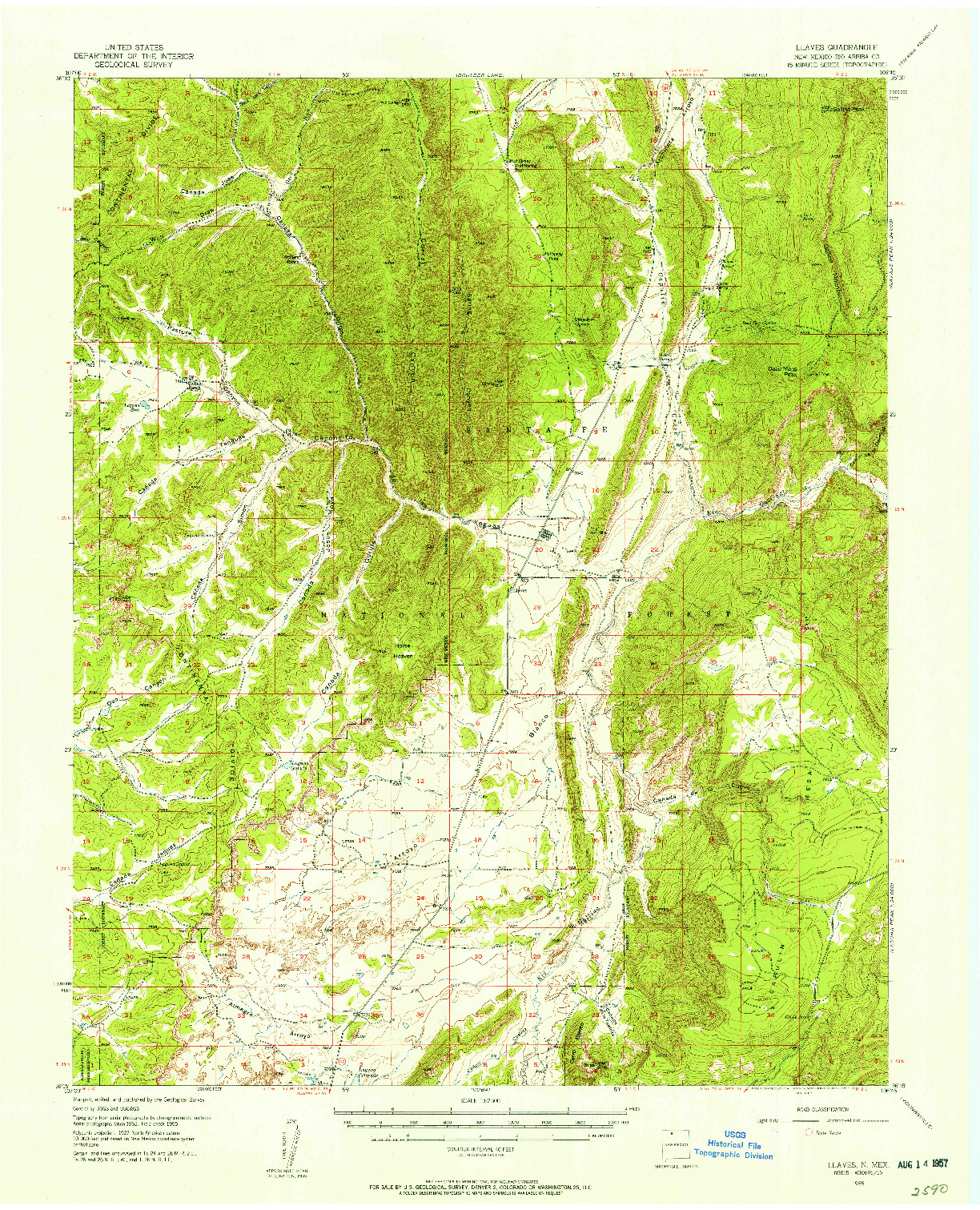 USGS 1:62500-SCALE QUADRANGLE FOR LLAVES, NM 1955