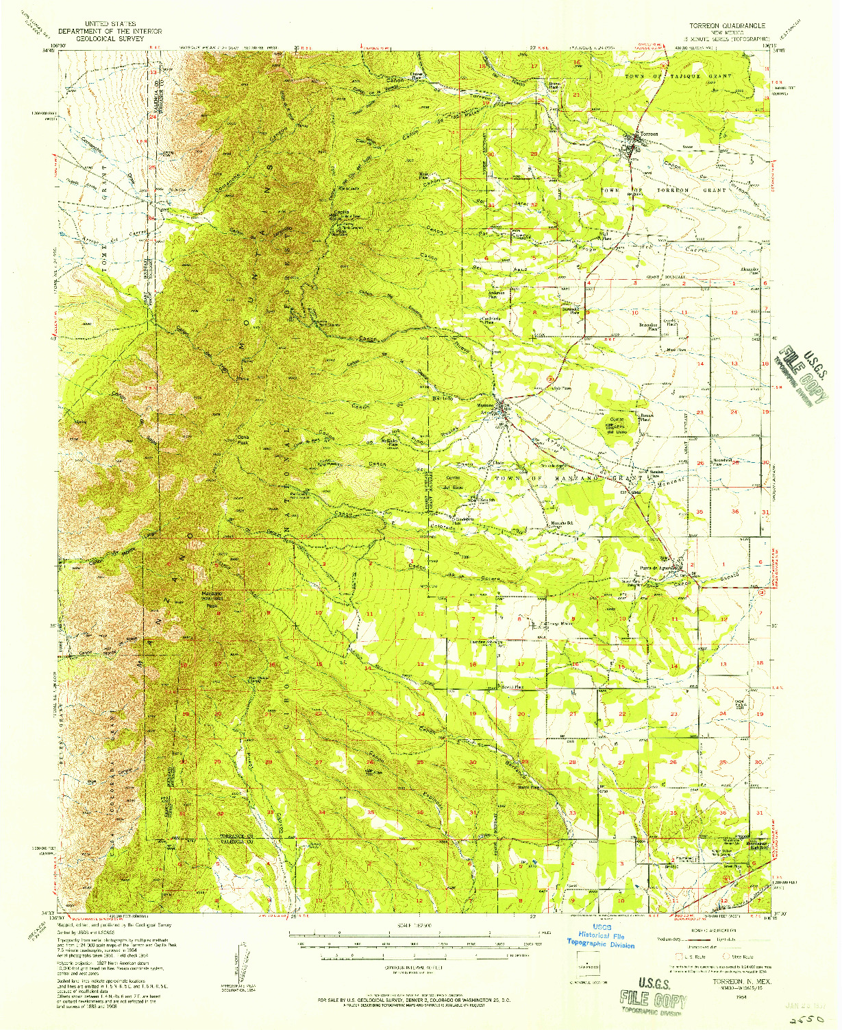 USGS 1:62500-SCALE QUADRANGLE FOR TORREON, NM 1954