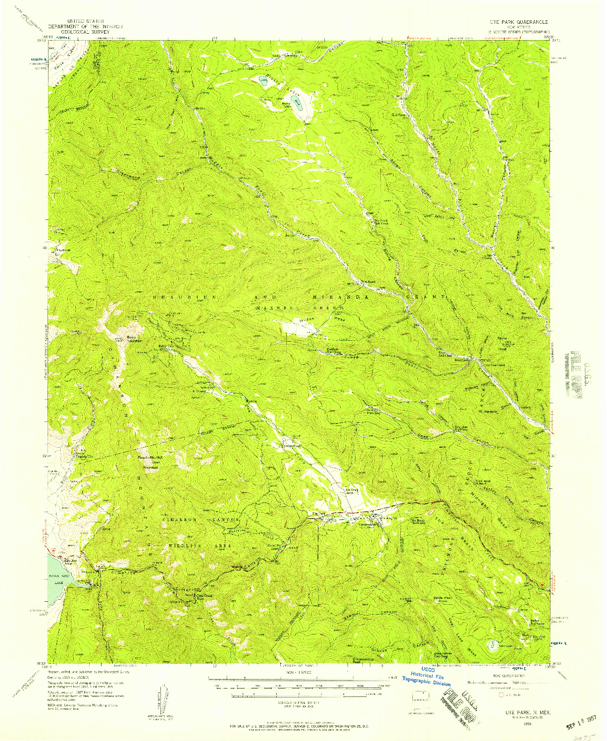 USGS 1:62500-SCALE QUADRANGLE FOR UTE PARK, NM 1955