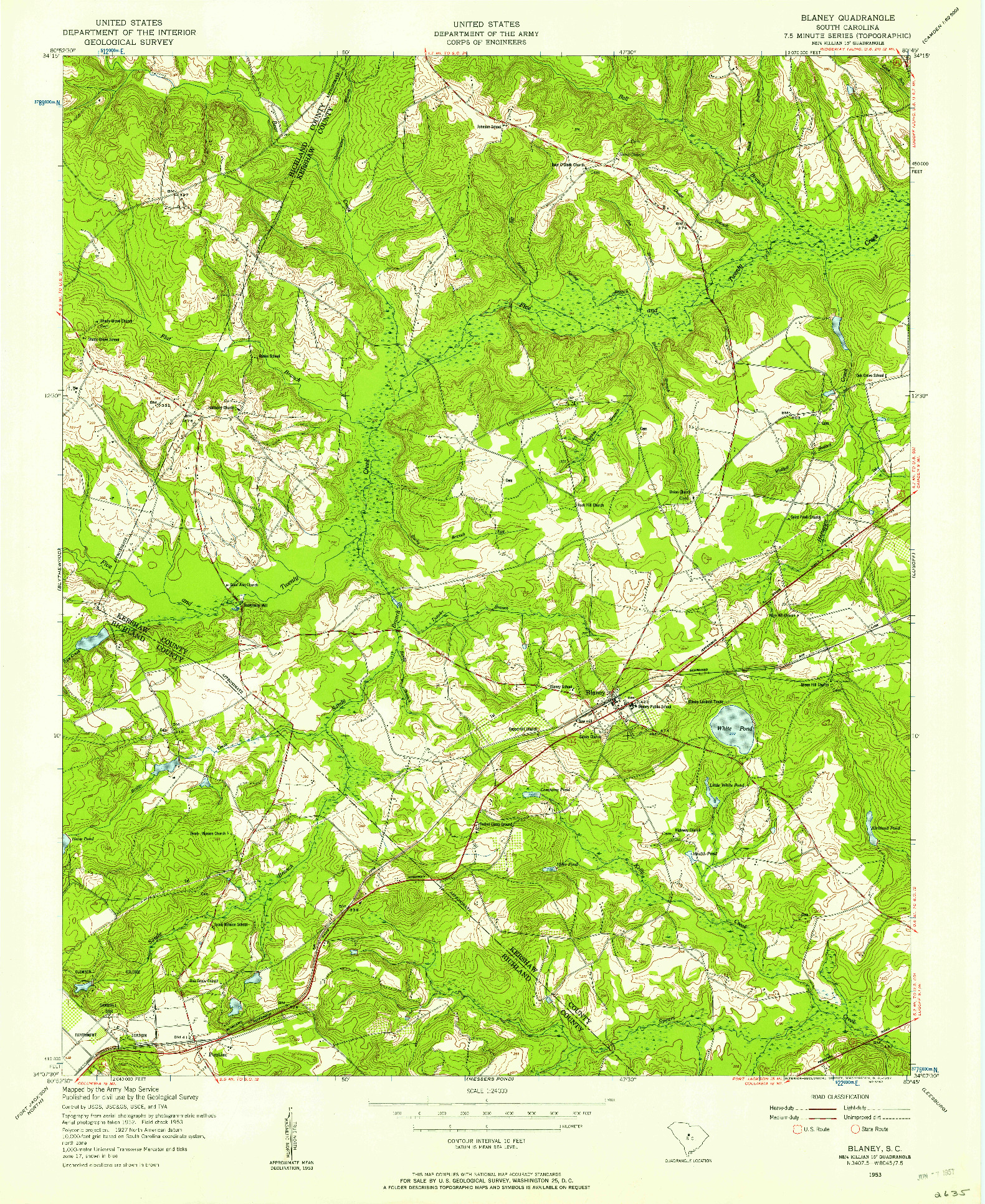 USGS 1:24000-SCALE QUADRANGLE FOR BLANEY, SC 1953