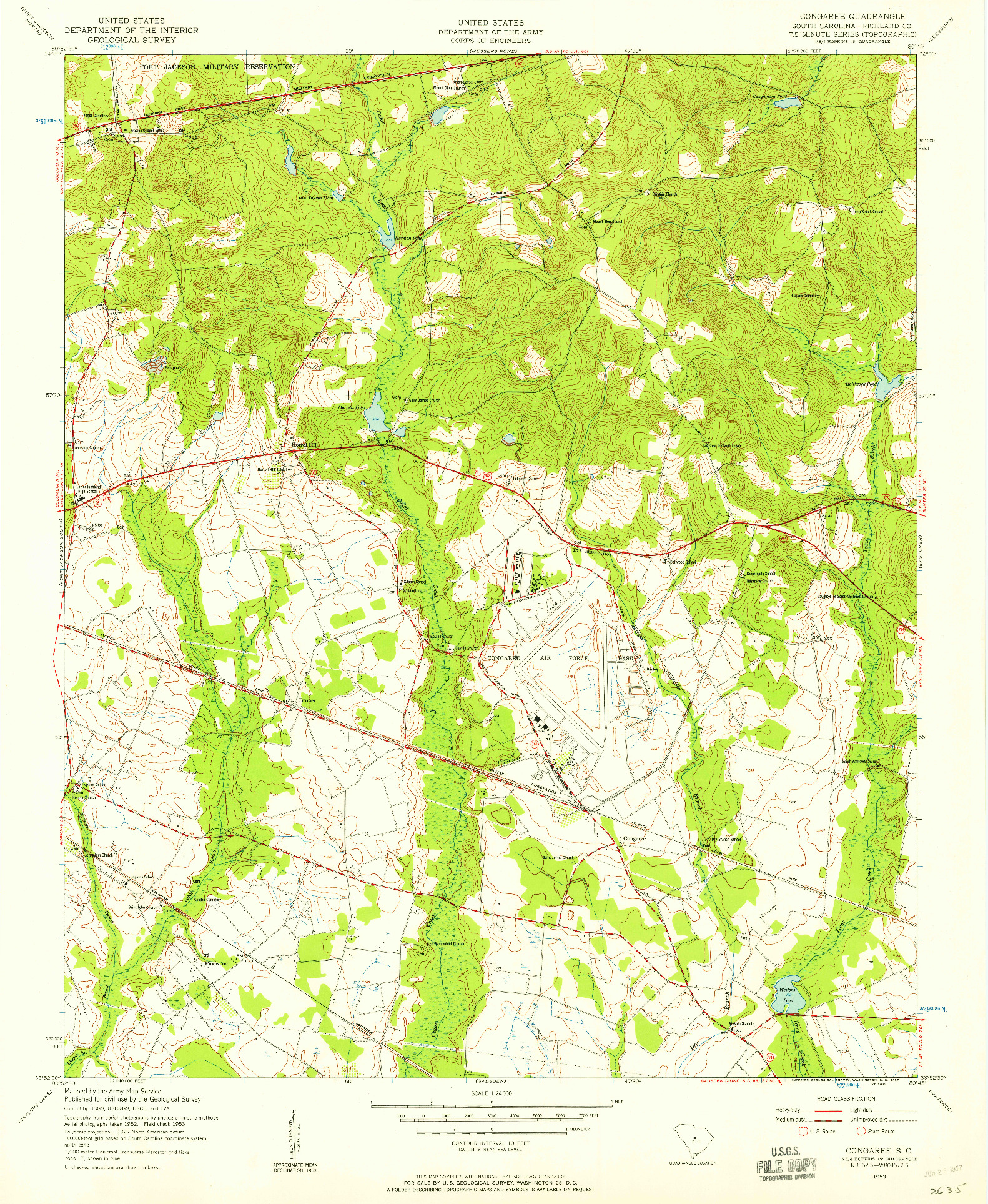 USGS 1:24000-SCALE QUADRANGLE FOR CONGAREE, SC 1953