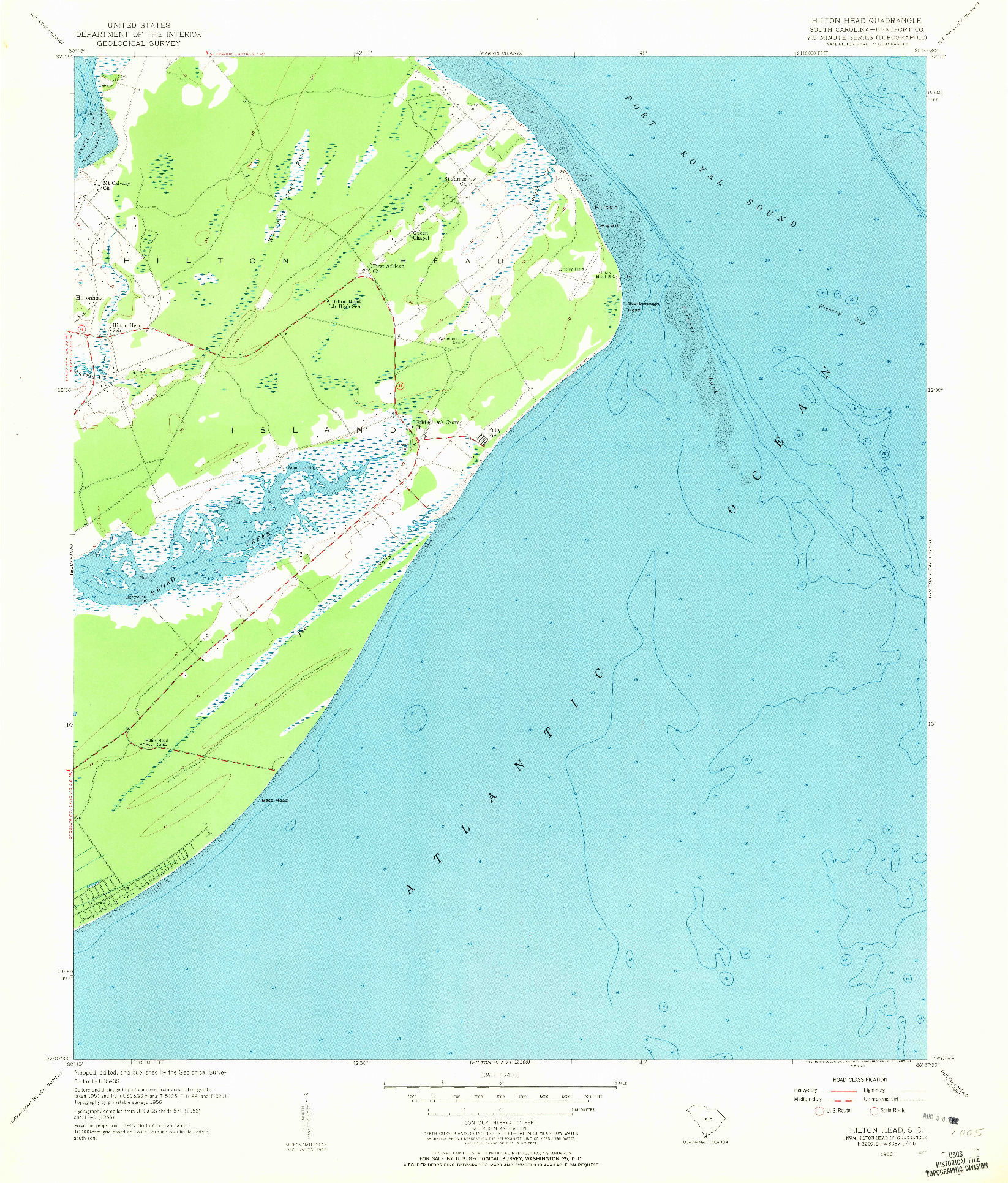 USGS 1:24000-SCALE QUADRANGLE FOR HILTON HEAD, SC 1956