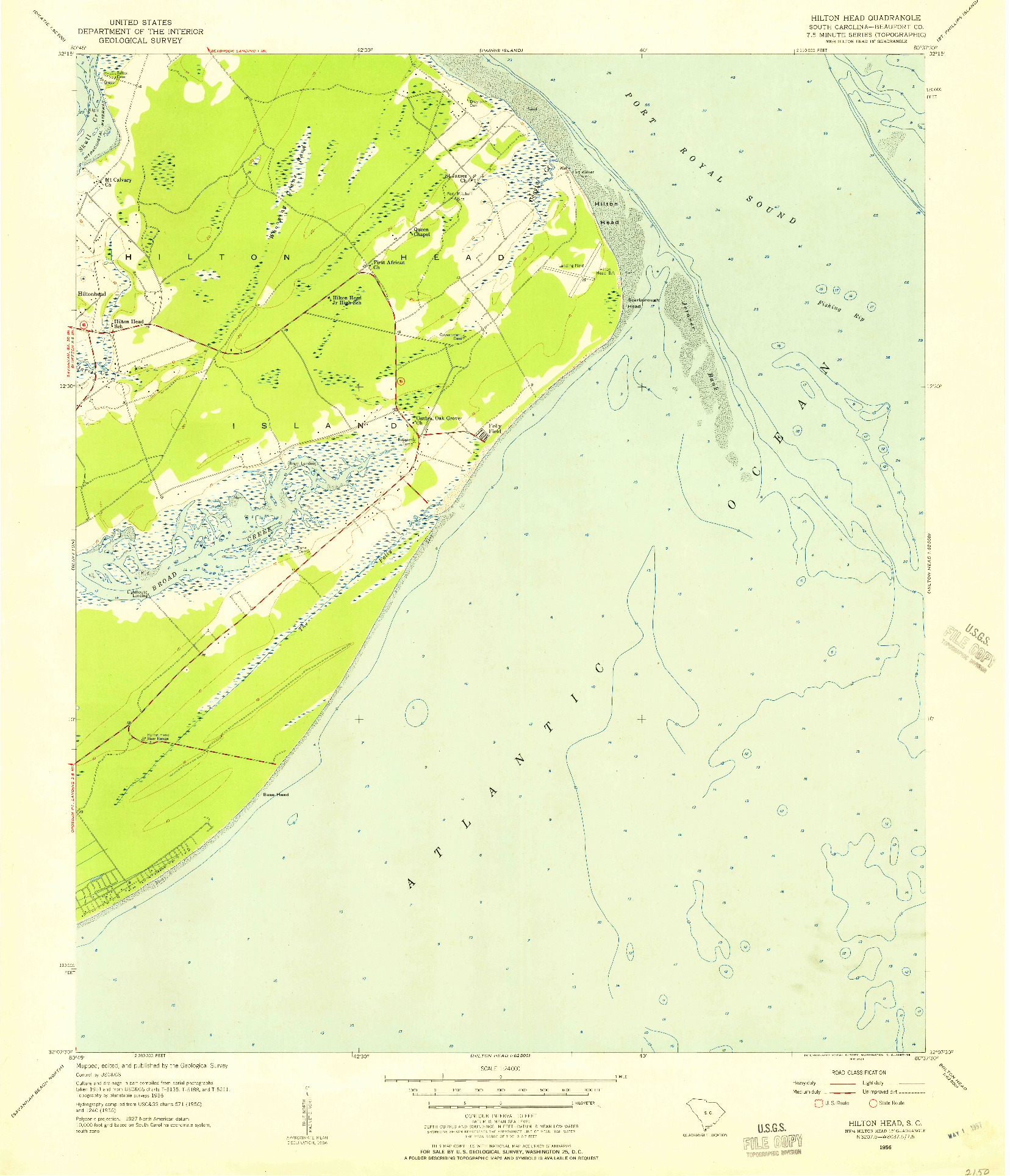 USGS 1:24000-SCALE QUADRANGLE FOR HILTON HEAD, SC 1956