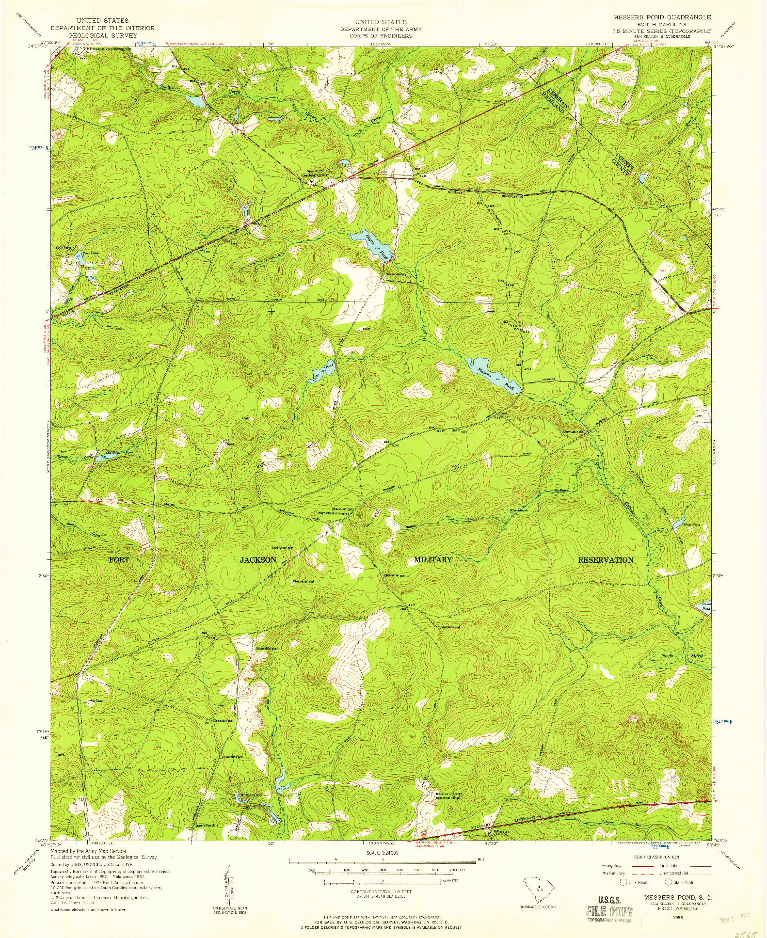 USGS 1:24000-SCALE QUADRANGLE FOR MESSERS POND, SC 1953