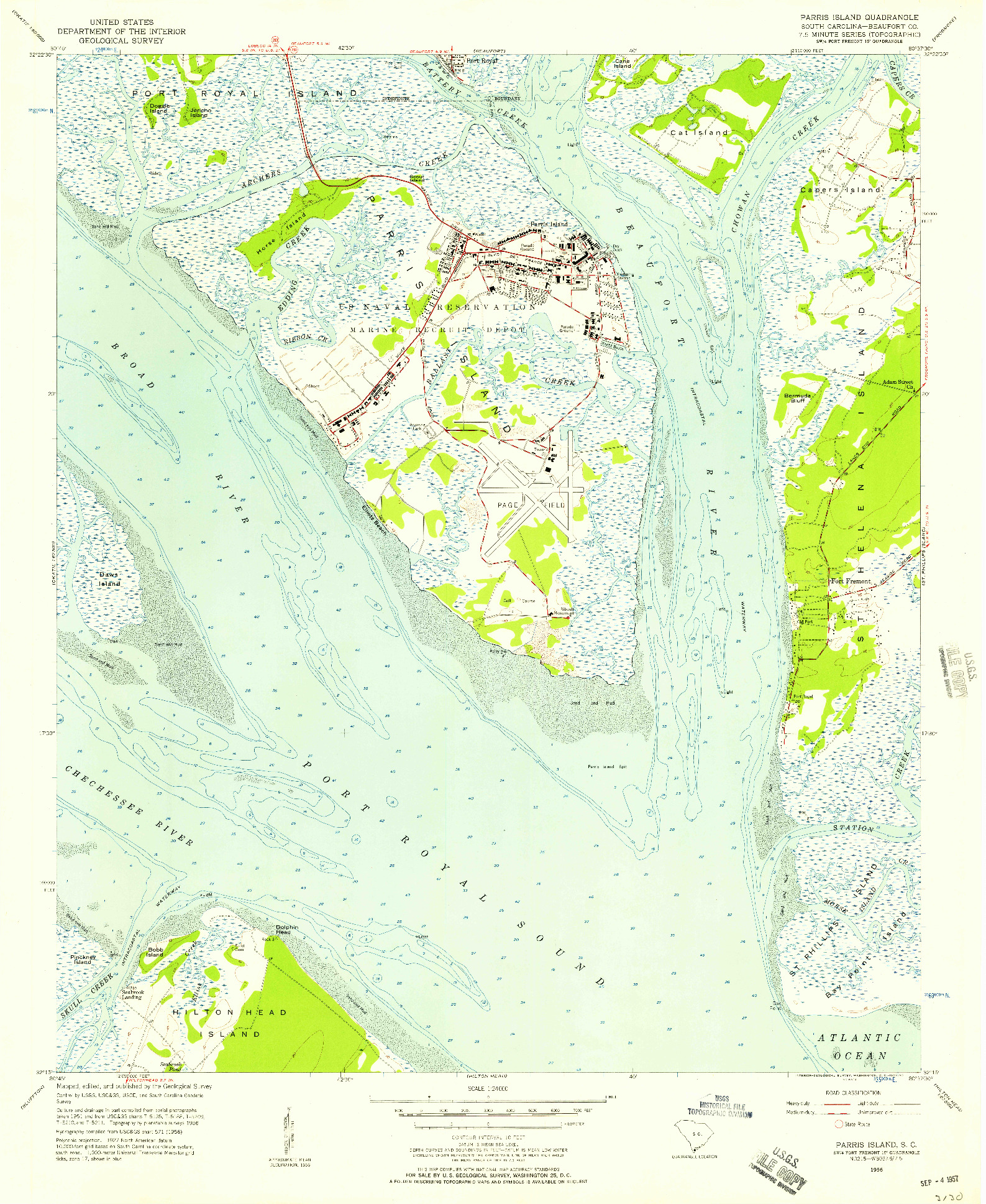 USGS 1:24000-SCALE QUADRANGLE FOR PARRIS ISLAND, SC 1956