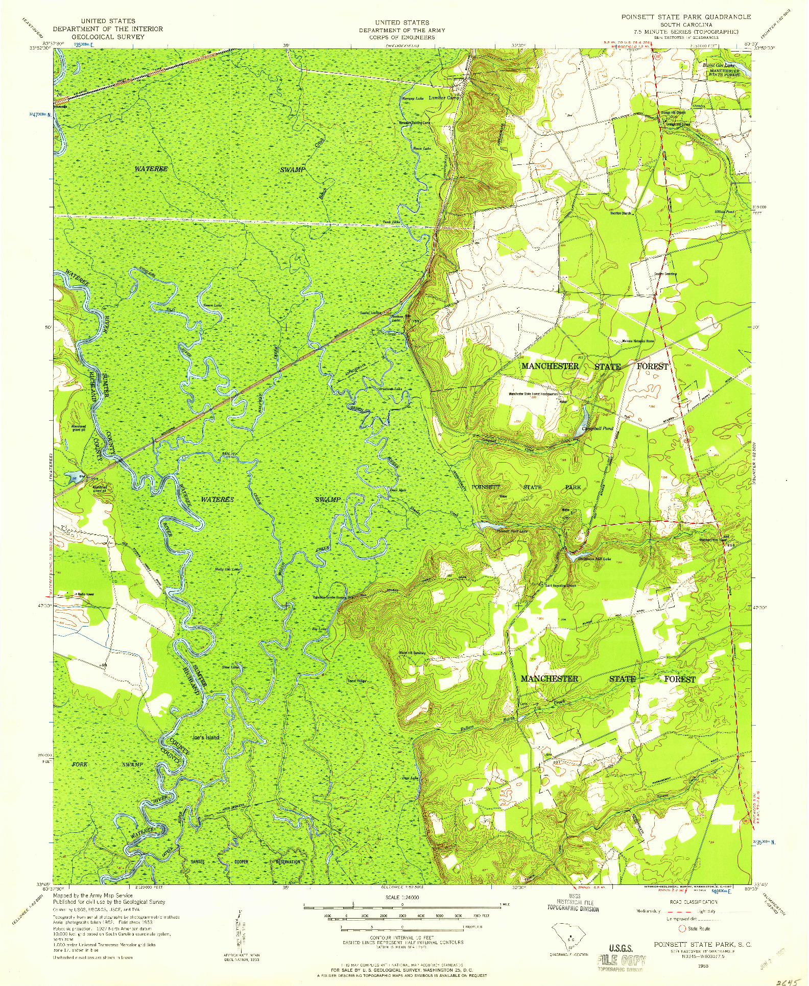 USGS 1:24000-SCALE QUADRANGLE FOR POINSETT STATE PARK, SC 1953