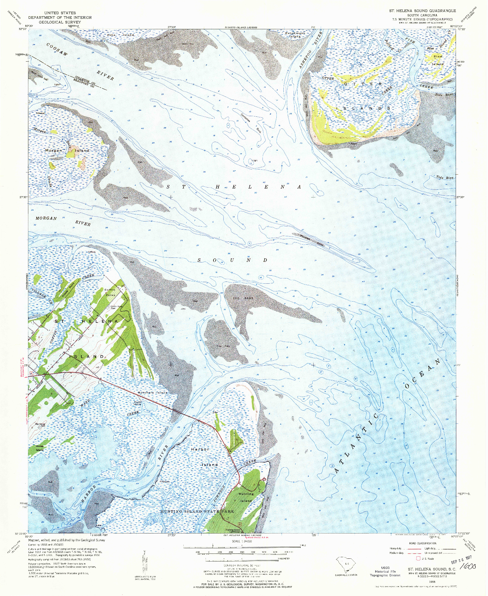 USGS 1:24000-SCALE QUADRANGLE FOR ST. HELENA SOUND, SC 1956