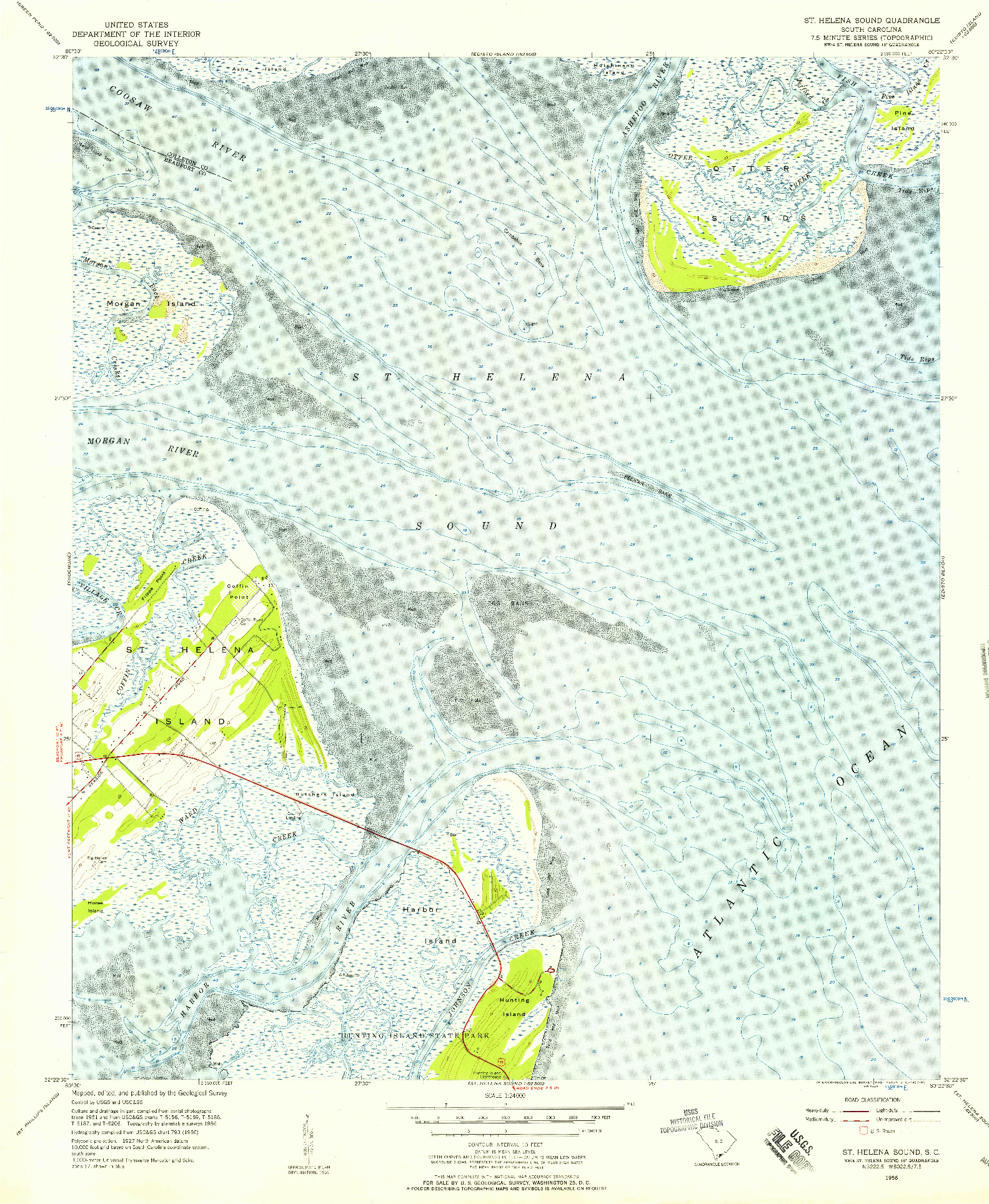 USGS 1:24000-SCALE QUADRANGLE FOR ST. HELENA SOUND, SC 1956