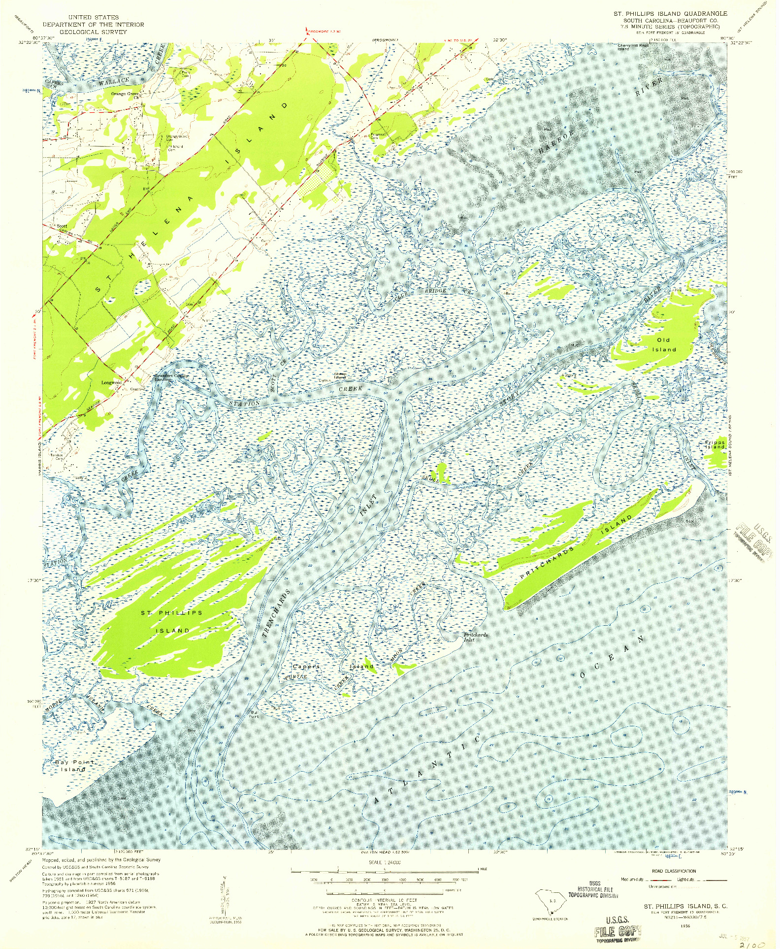 USGS 1:24000-SCALE QUADRANGLE FOR ST. PHILLIPS ISLAND, SC 1956