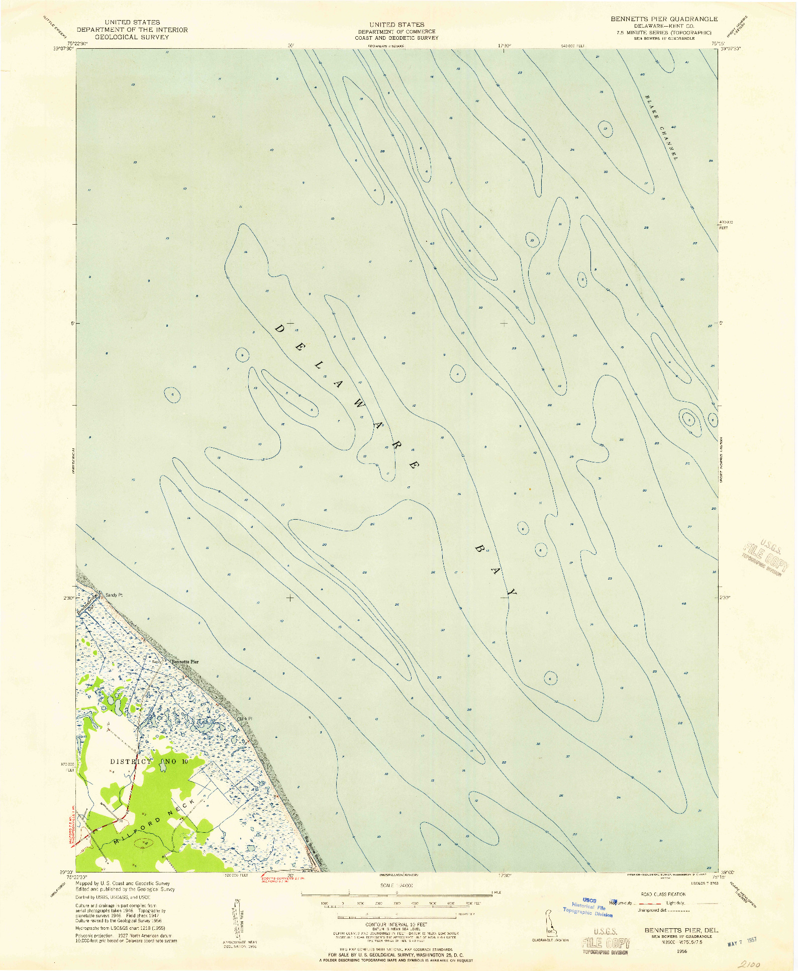 USGS 1:24000-SCALE QUADRANGLE FOR BENNETTS PIER, DE 1956