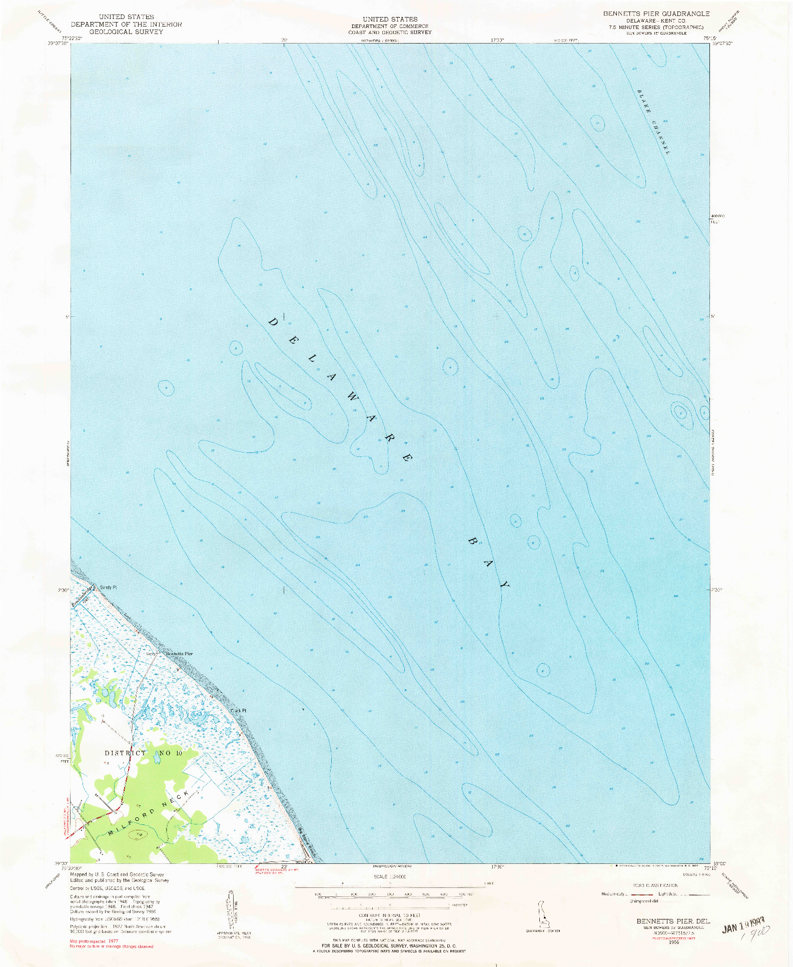 USGS 1:24000-SCALE QUADRANGLE FOR BENNETTS PIER, DE 1956