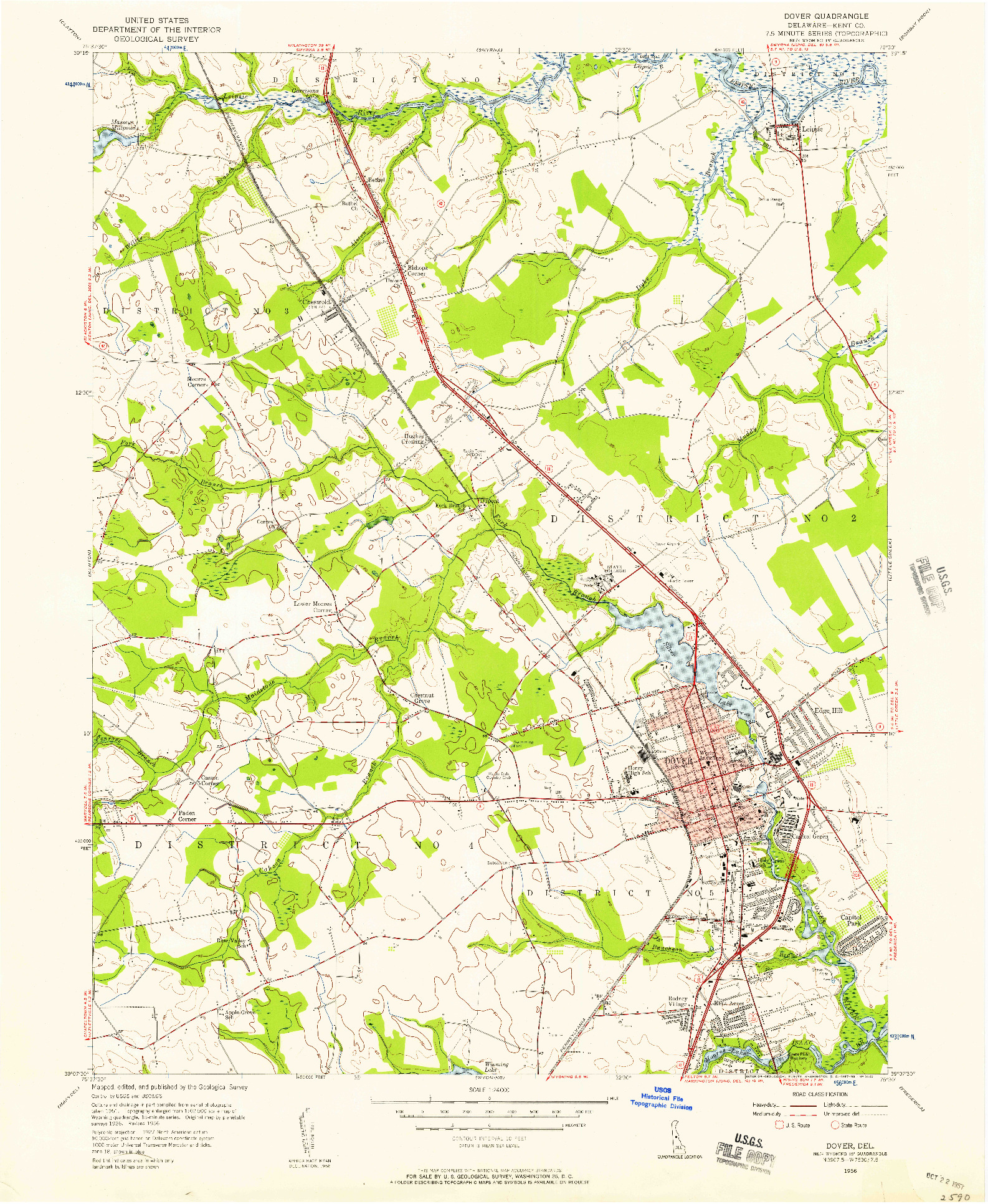 USGS 1:24000-SCALE QUADRANGLE FOR DOVER, DE 1956