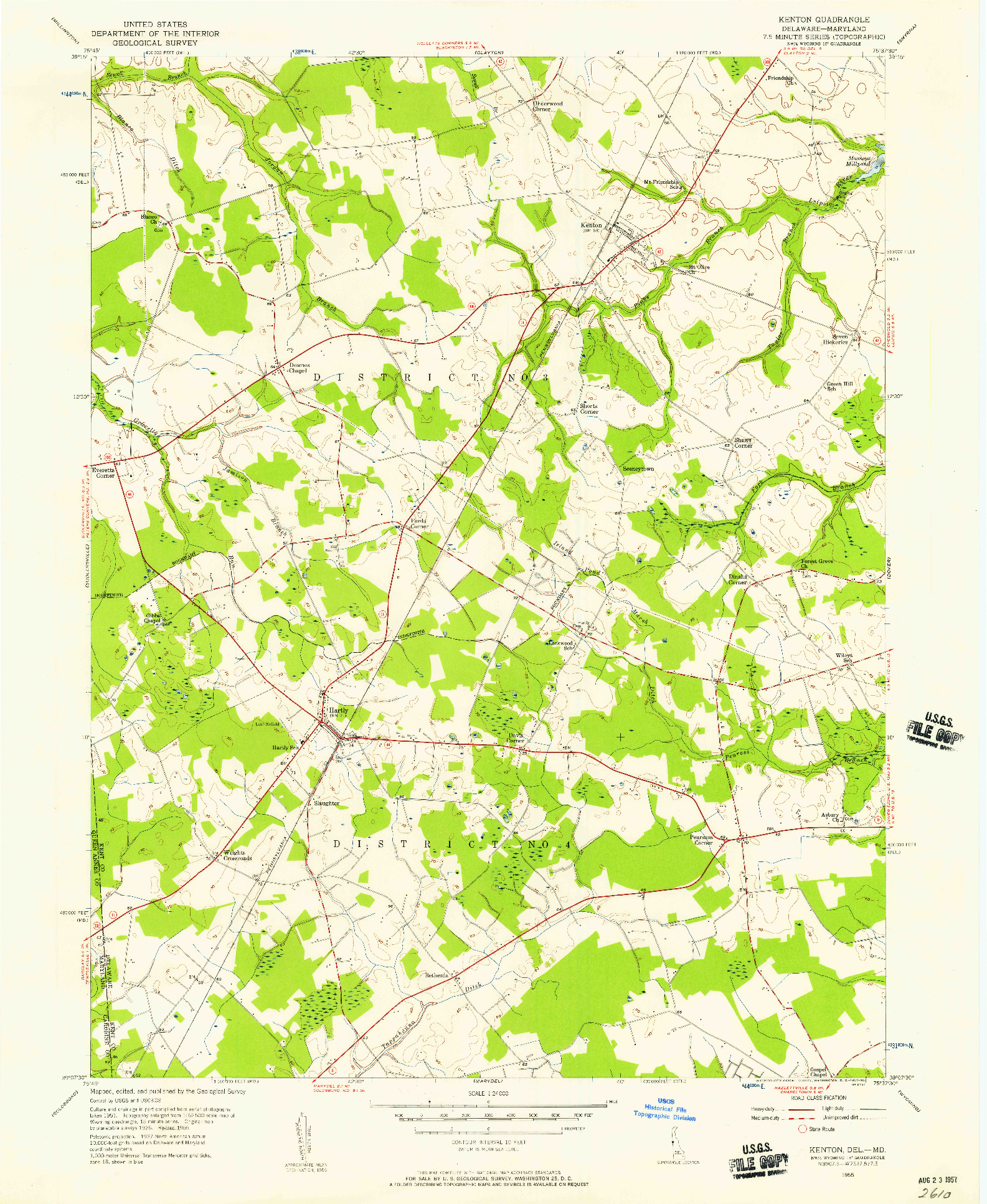USGS 1:24000-SCALE QUADRANGLE FOR KENTON, DE 1955