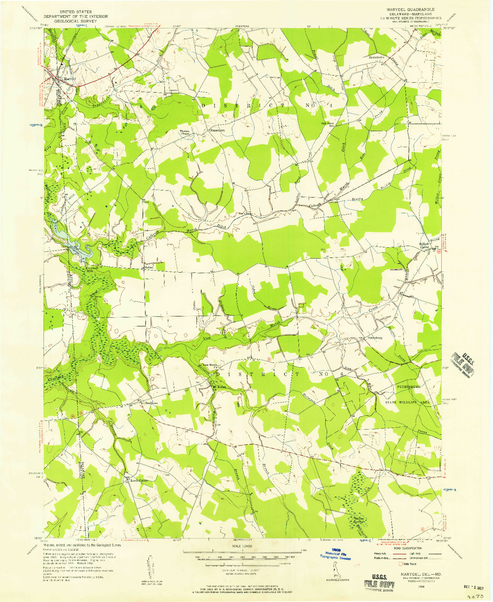 USGS 1:24000-SCALE QUADRANGLE FOR MARYDEL, DE 1956