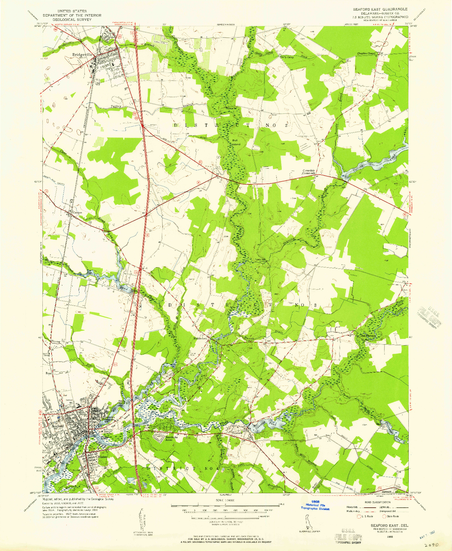 USGS 1:24000-SCALE QUADRANGLE FOR SEAFORD EAST, DE 1955