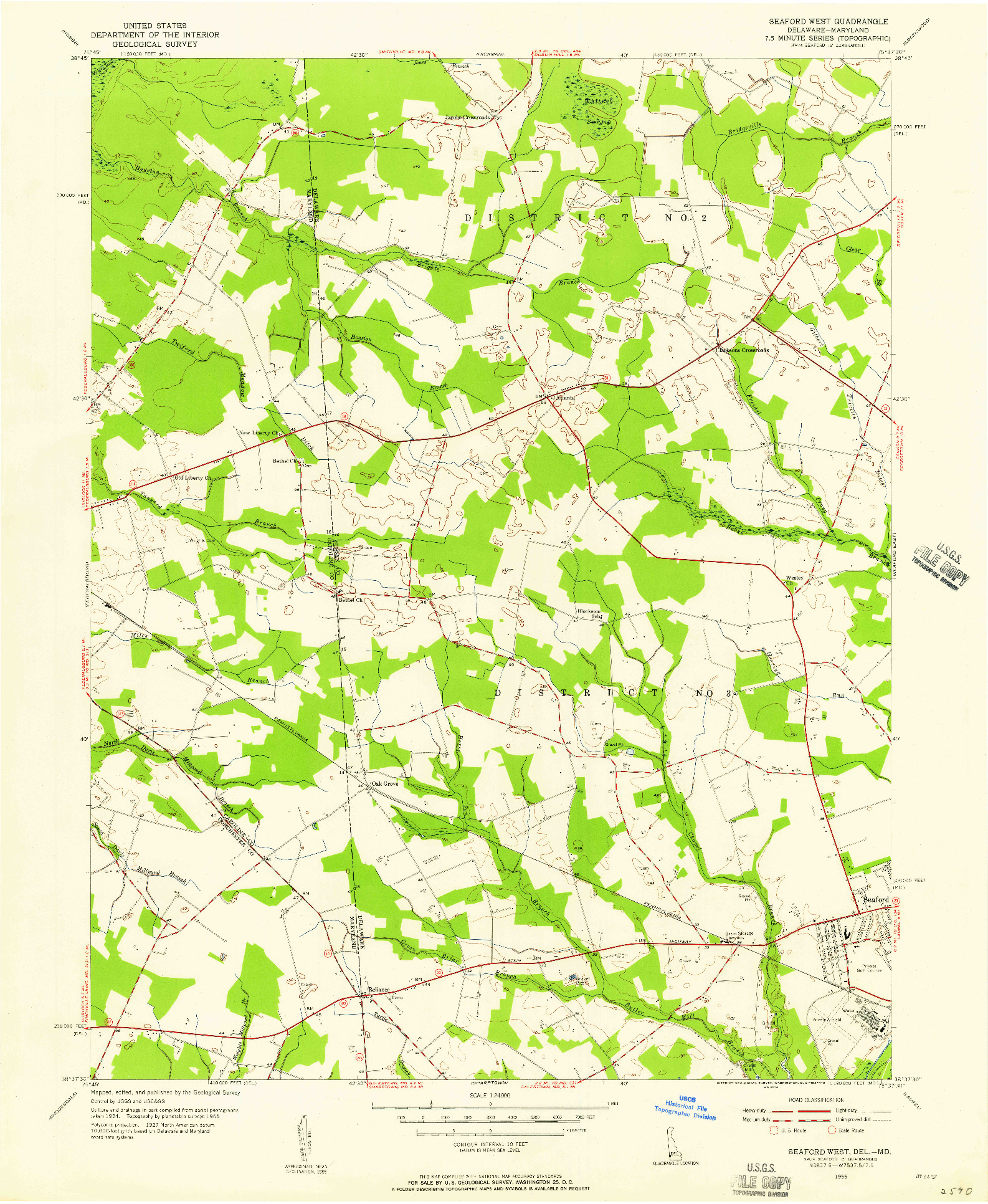 USGS 1:24000-SCALE QUADRANGLE FOR SEAFORD WEST, DE 1955