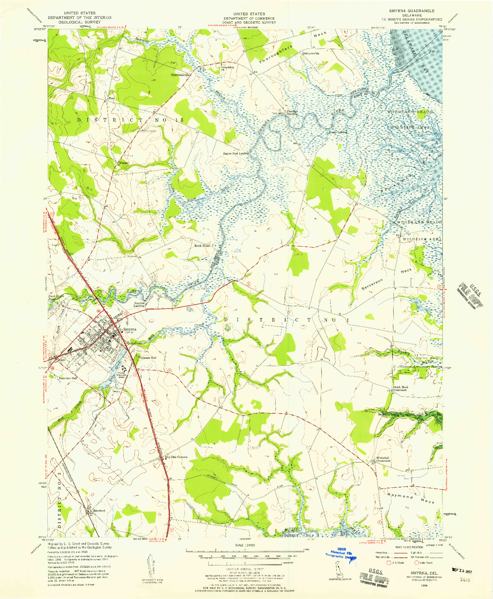 USGS 1:24000-SCALE QUADRANGLE FOR SMYRNA, DE 1956