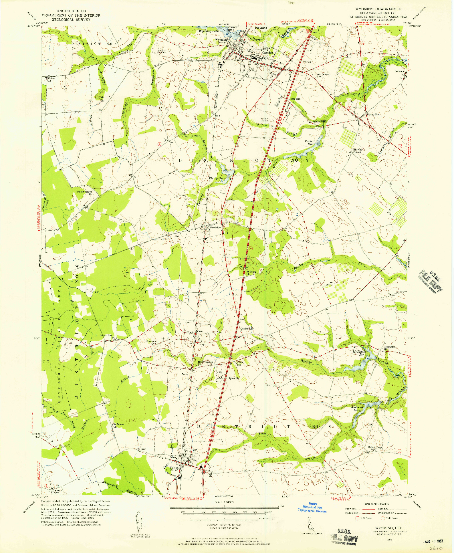 USGS 1:24000-SCALE QUADRANGLE FOR WYOMING, DE 1956