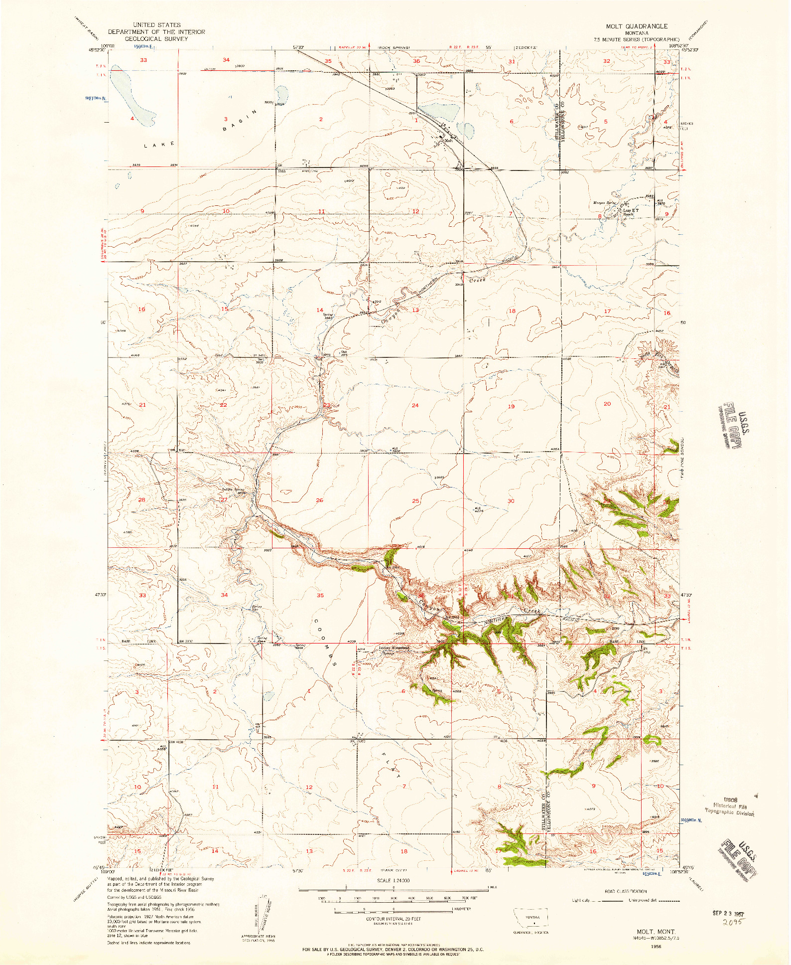 USGS 1:24000-SCALE QUADRANGLE FOR MOLT, MT 1956