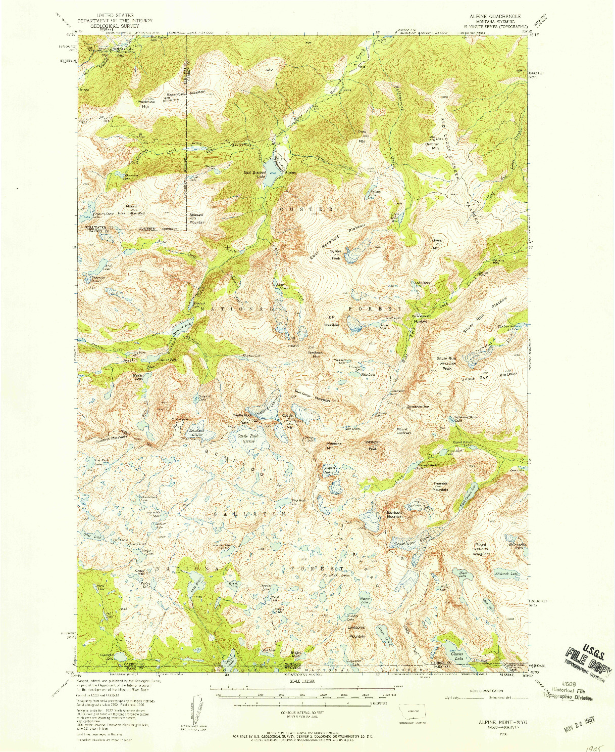 USGS 1:62500-SCALE QUADRANGLE FOR ALPINE, MT 1956