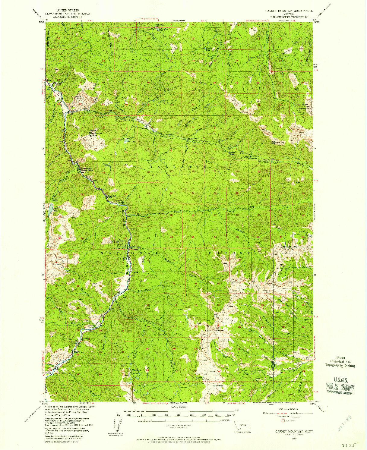 USGS 1:62500-SCALE QUADRANGLE FOR GARNET MOUNTAIN, MT 1955