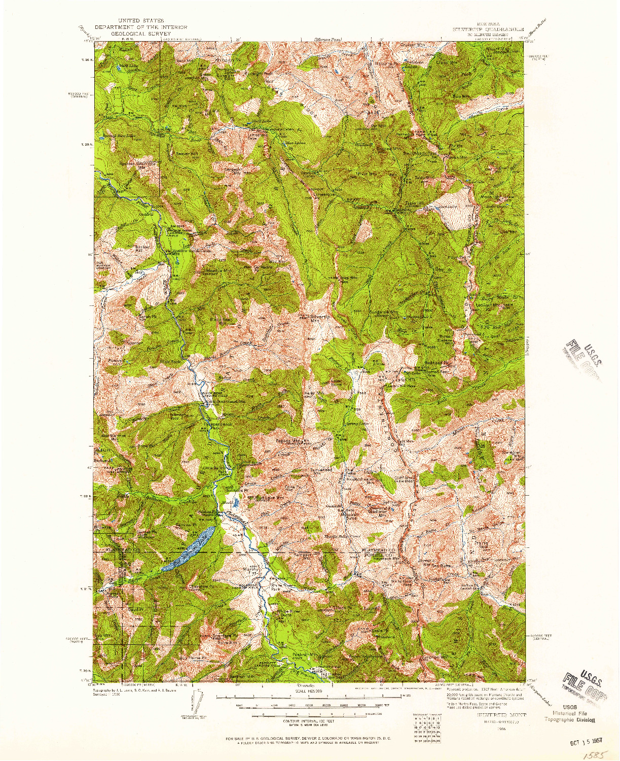 USGS 1:125000-SCALE QUADRANGLE FOR SILVERTIP, MT 1936