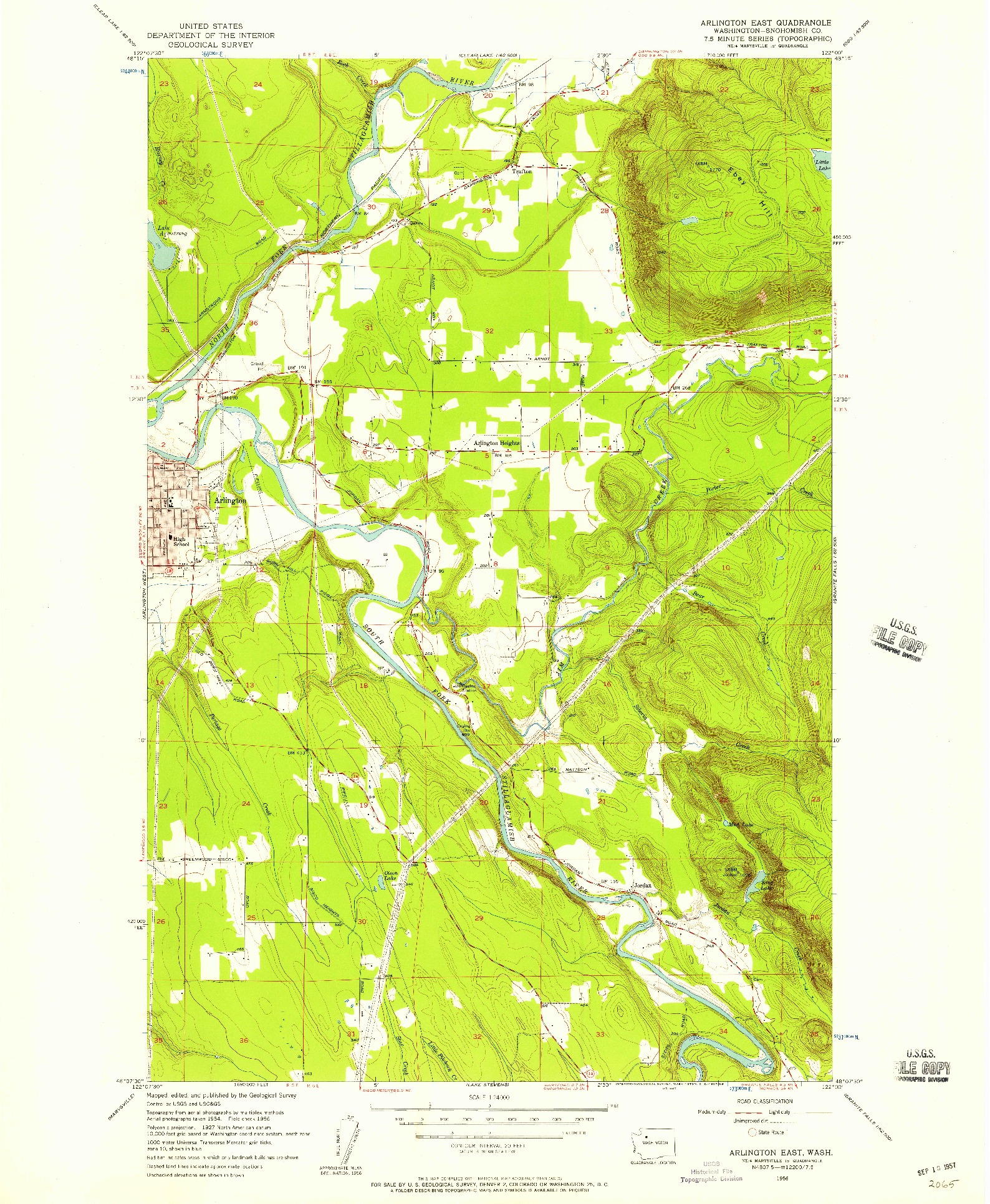 USGS 1:24000-SCALE QUADRANGLE FOR ARLINGTON EAST, WA 1956