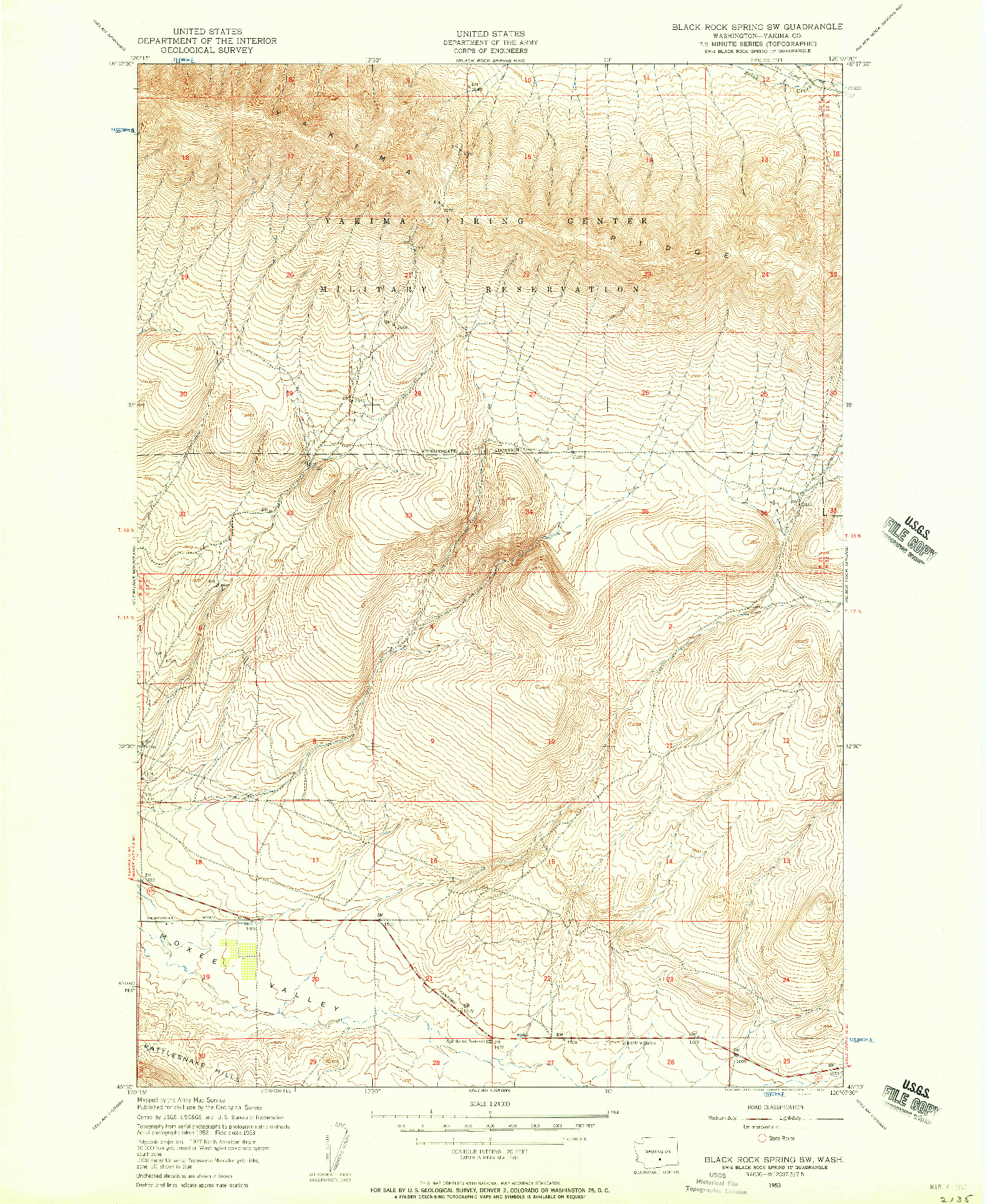 USGS 1:24000-SCALE QUADRANGLE FOR BLACK ROCK SPRING SW, WA 1953