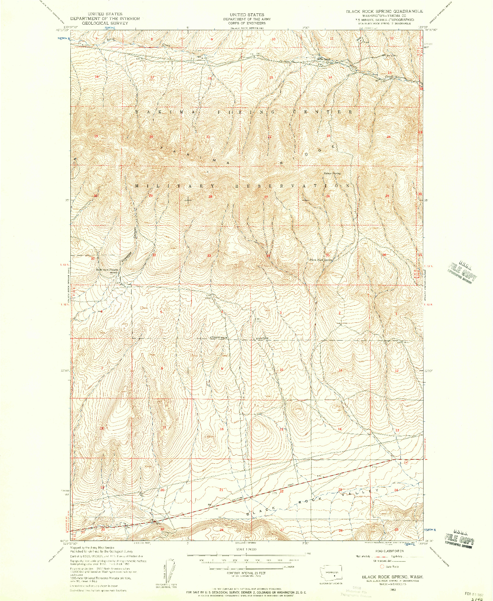 USGS 1:24000-SCALE QUADRANGLE FOR BLACK ROCK SPRING, WA 1953