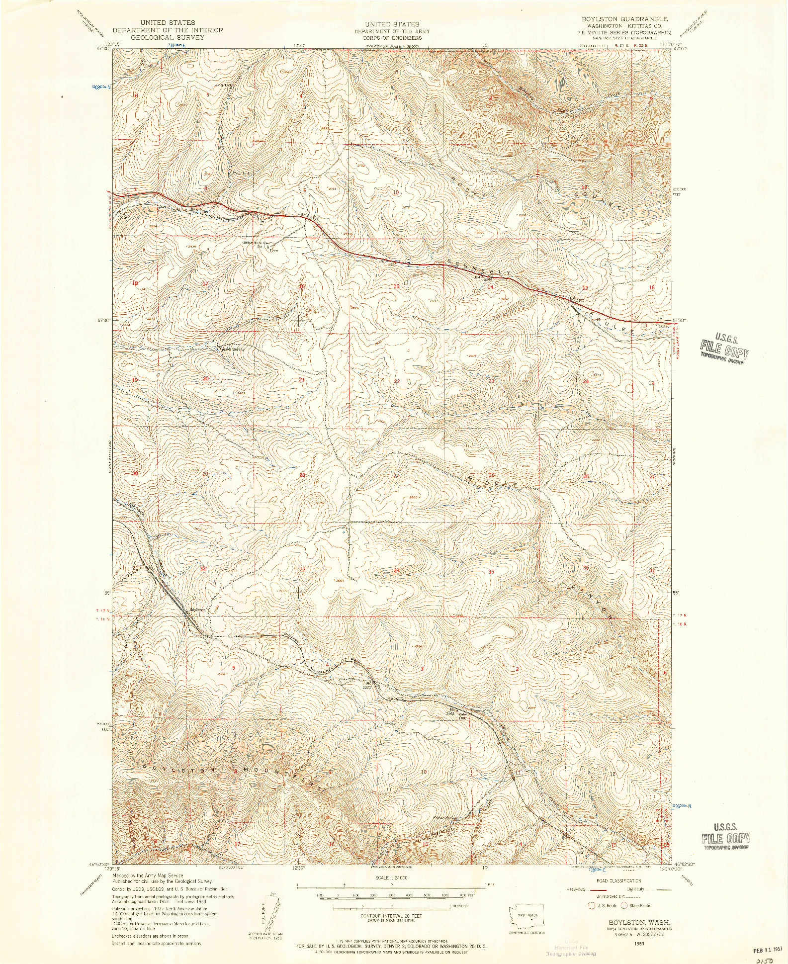 USGS 1:24000-SCALE QUADRANGLE FOR BOYLSTON, WA 1953