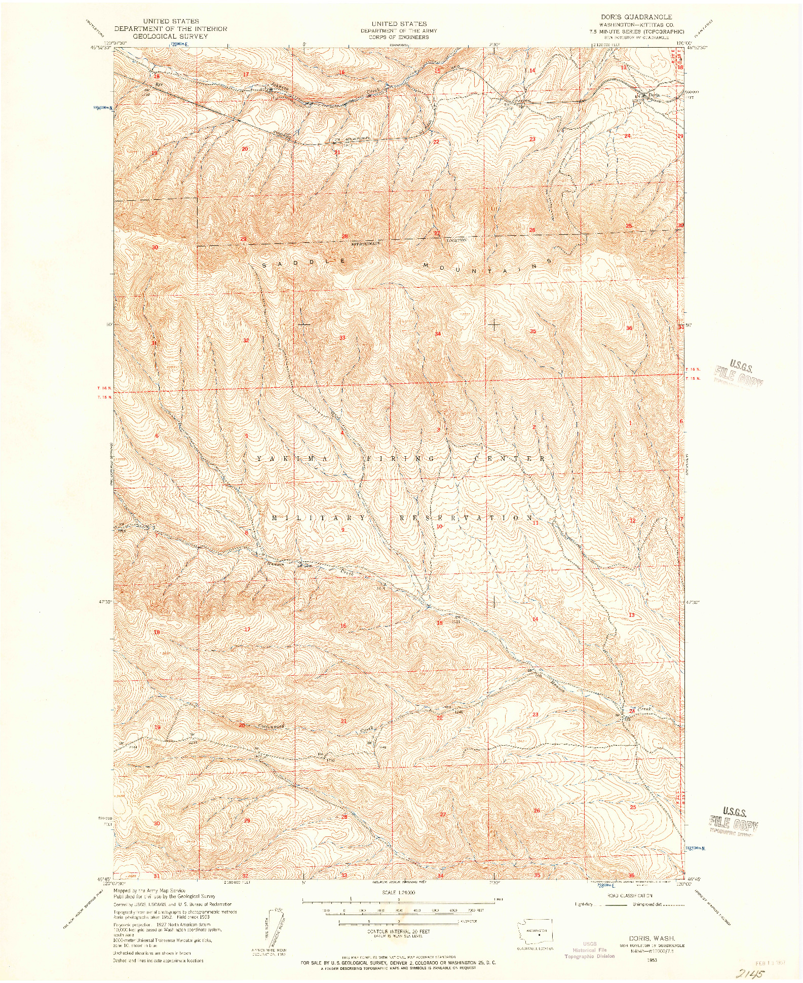 USGS 1:24000-SCALE QUADRANGLE FOR DORIS, WA 1953