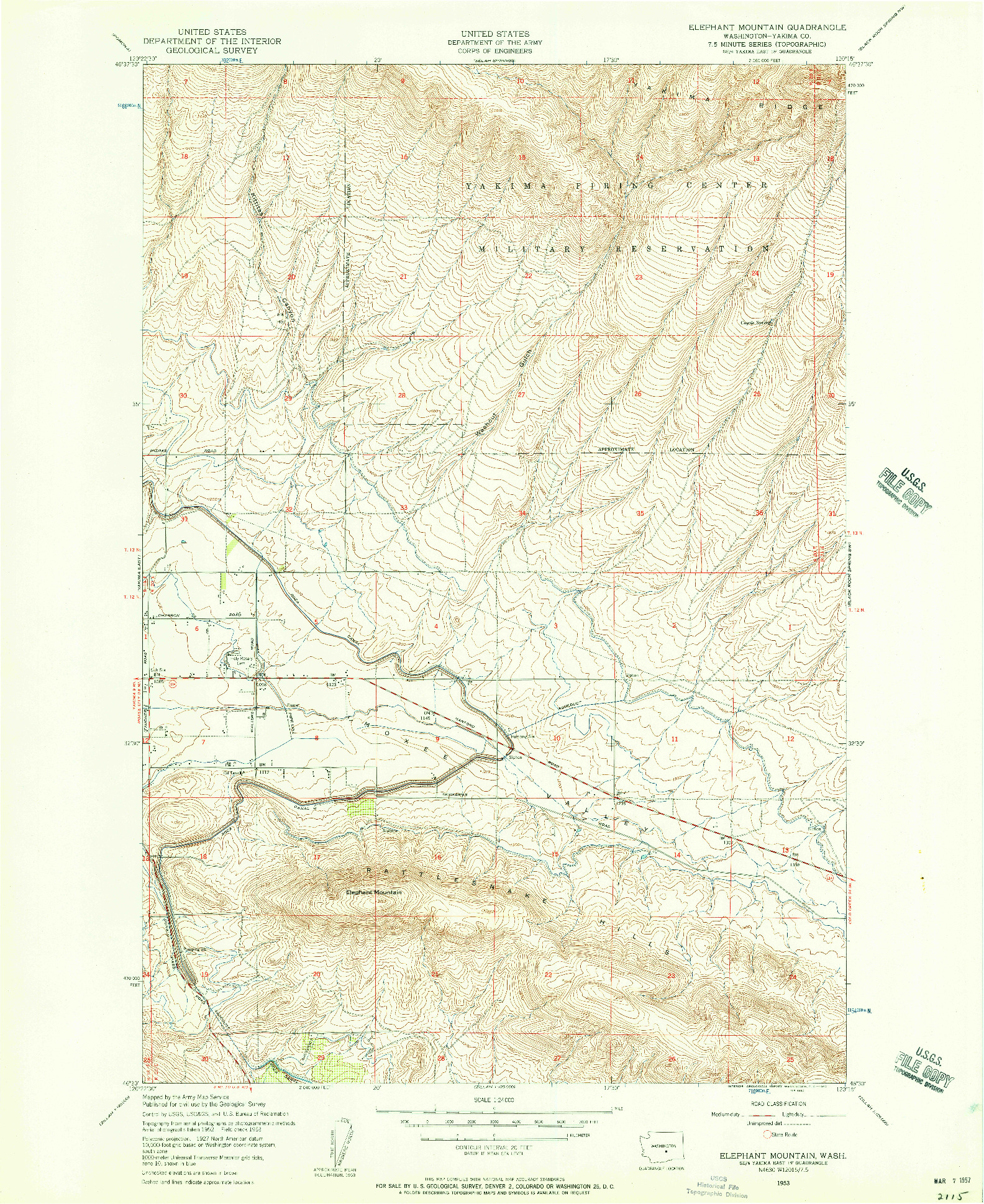 USGS 1:24000-SCALE QUADRANGLE FOR ELEPHANT MOUNTAIN, WA 1953