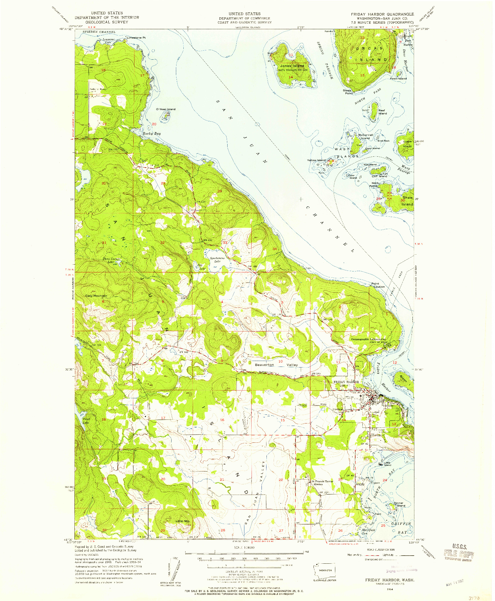 USGS 1:24000-SCALE QUADRANGLE FOR FRIDAY HARBOR, WA 1954