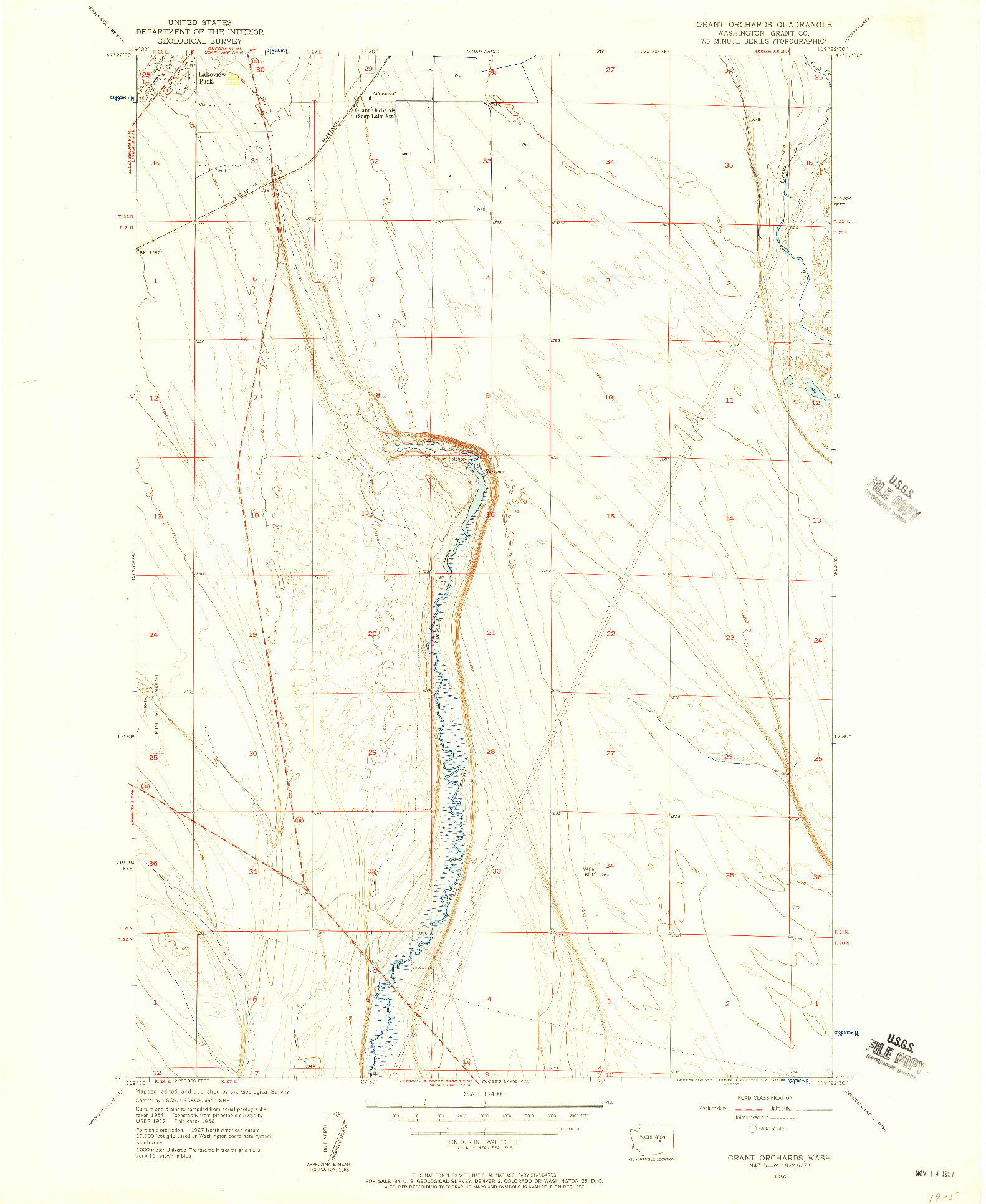 USGS 1:24000-SCALE QUADRANGLE FOR GRANT ORCHARDS, WA 1956