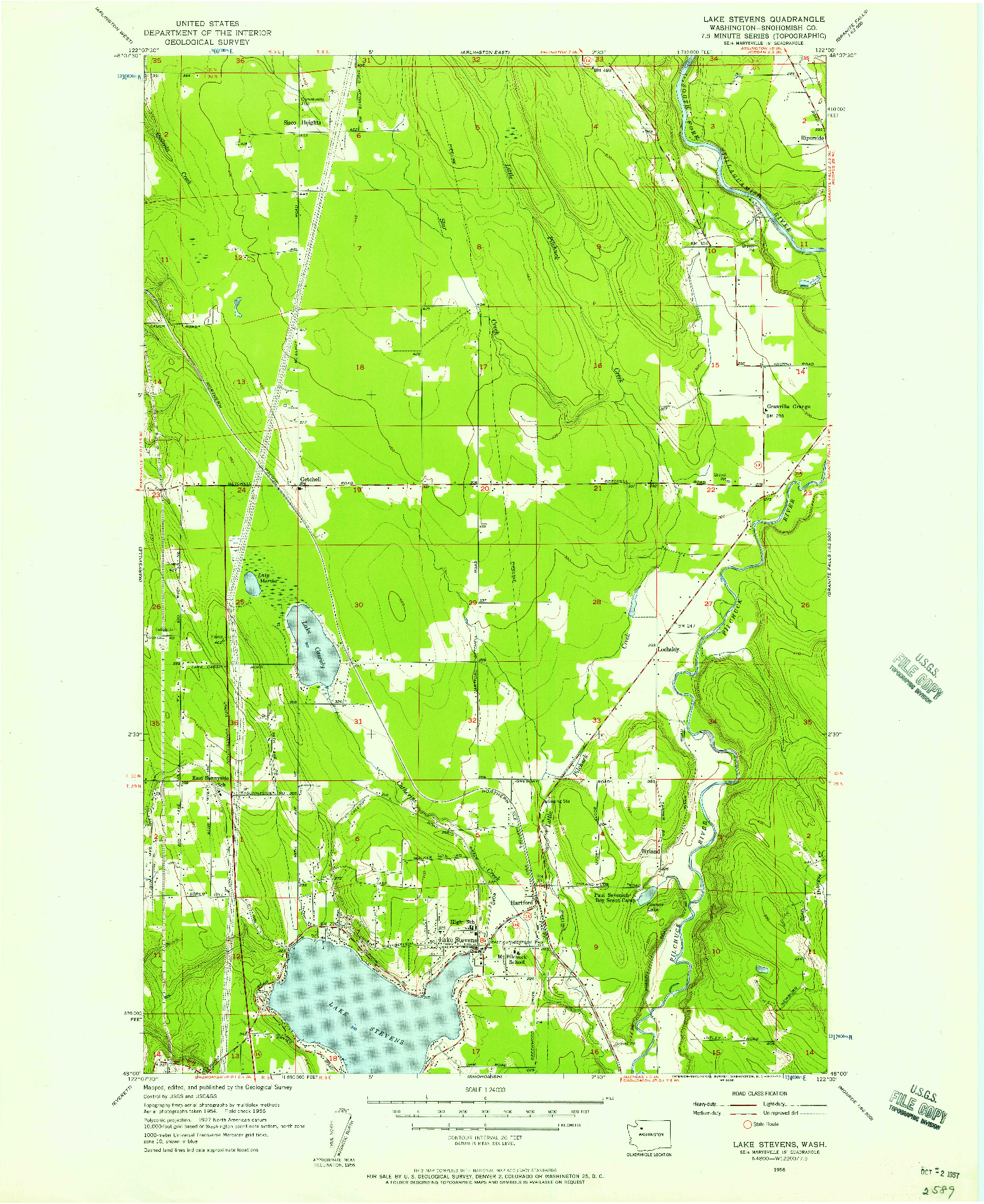 USGS 1:24000-SCALE QUADRANGLE FOR LAKE STEVENS, WA 1956